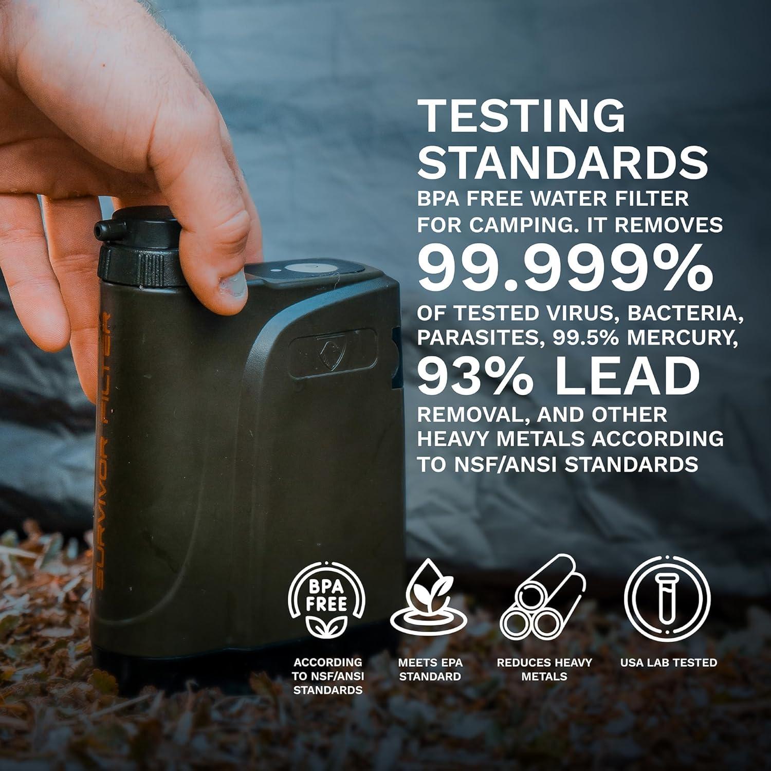 Filtro de Agua Portátil Survivor PRO X - Filtra Virus y Bacterias