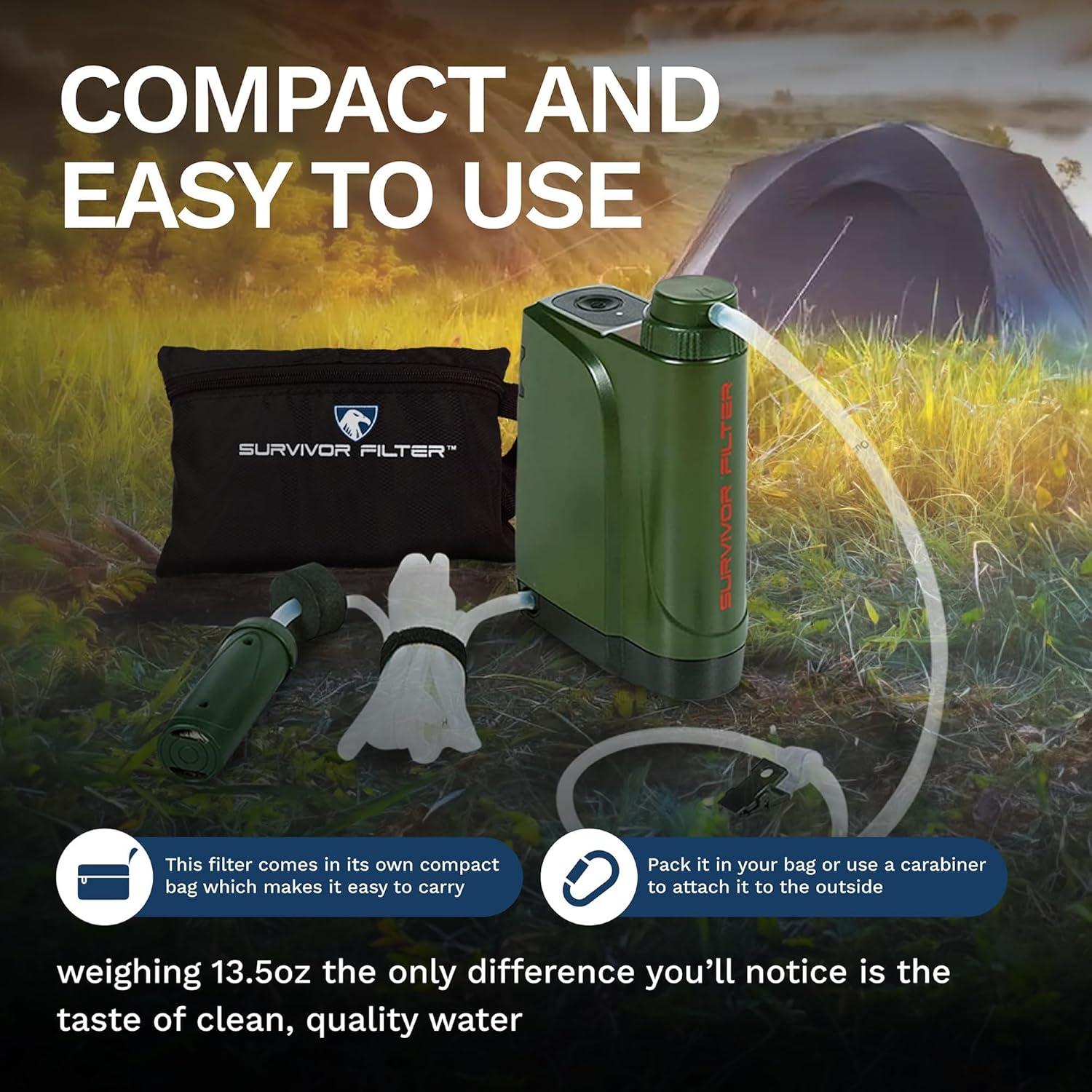 Filtro de Agua Portátil Survivor PRO X - Filtra Virus y Bacterias