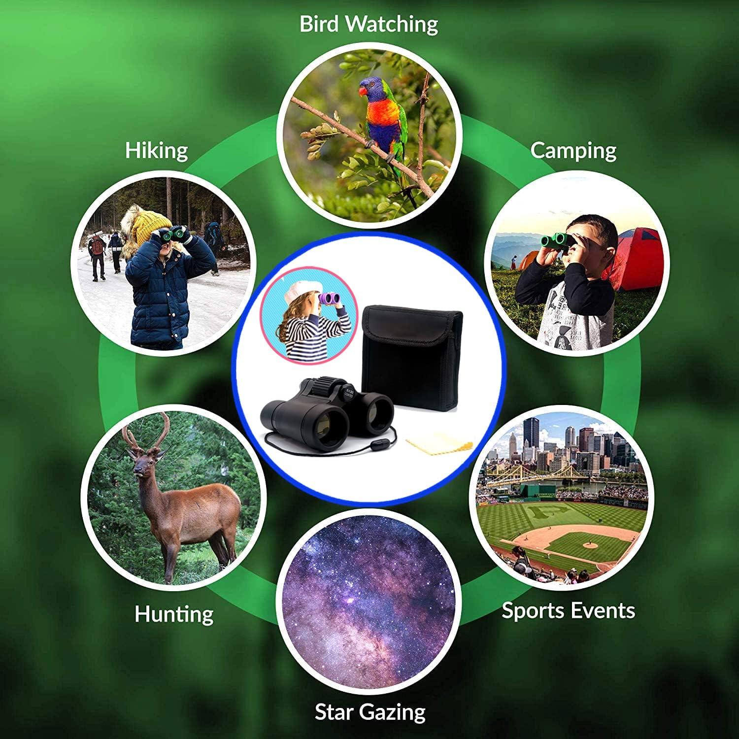 Binoculares para Niños MINJOY 4x30mm Compactos Plegables