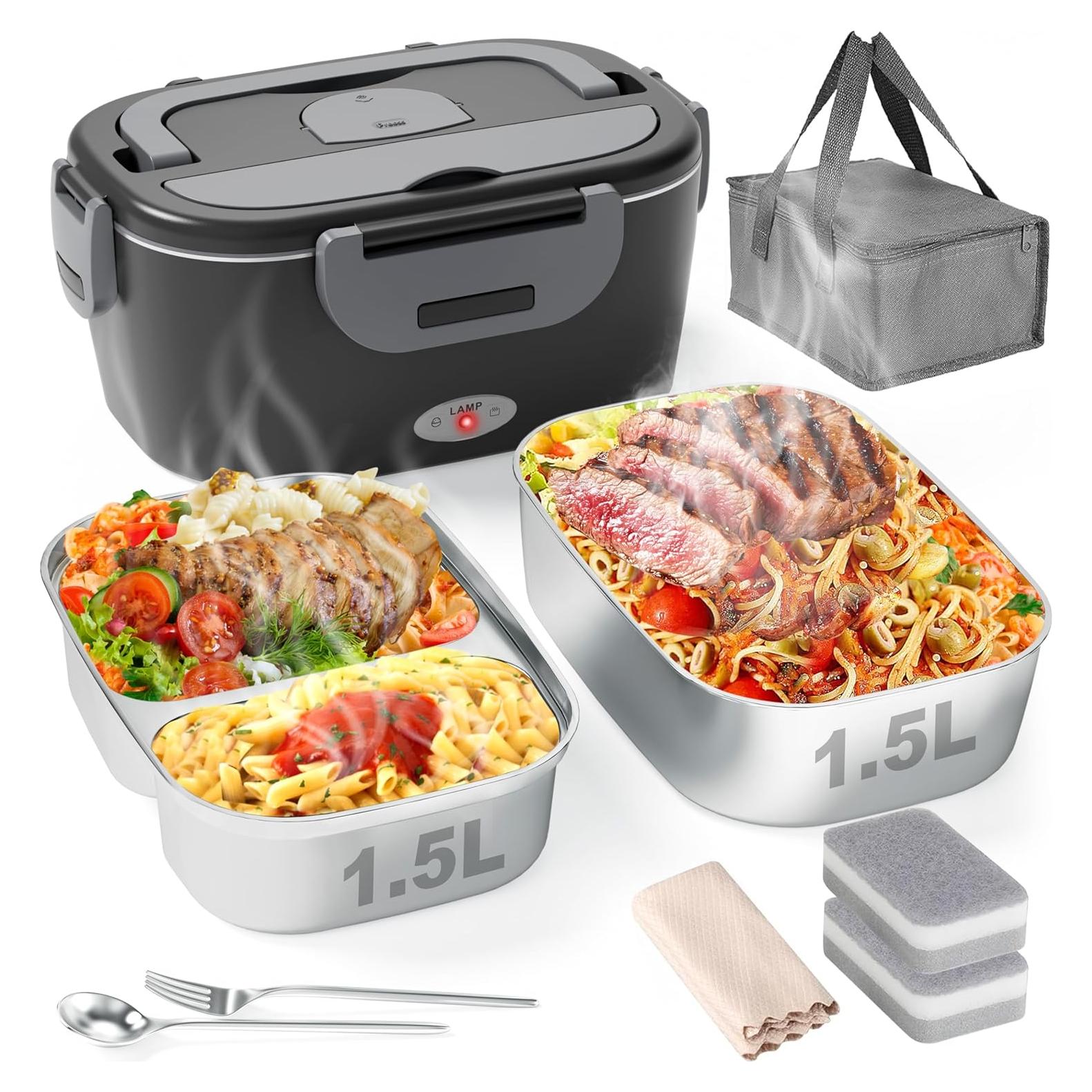 Caja de Almuerzo Eléctrica Geveniss 1.5L 80W Calentamiento Rápido