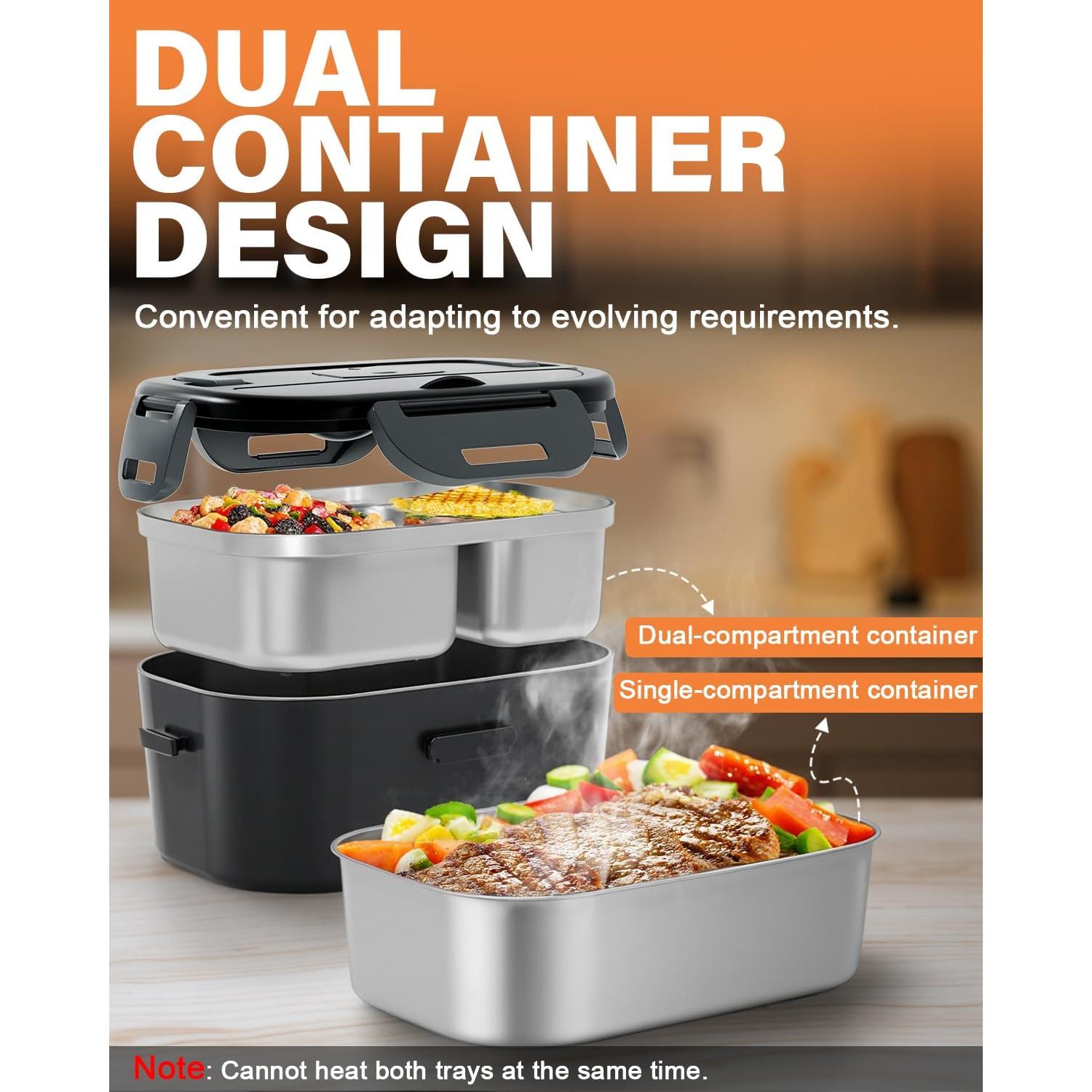 Caja de Almuerzo Eléctrica Geveniss 1.5L 80W Calentamiento Rápido