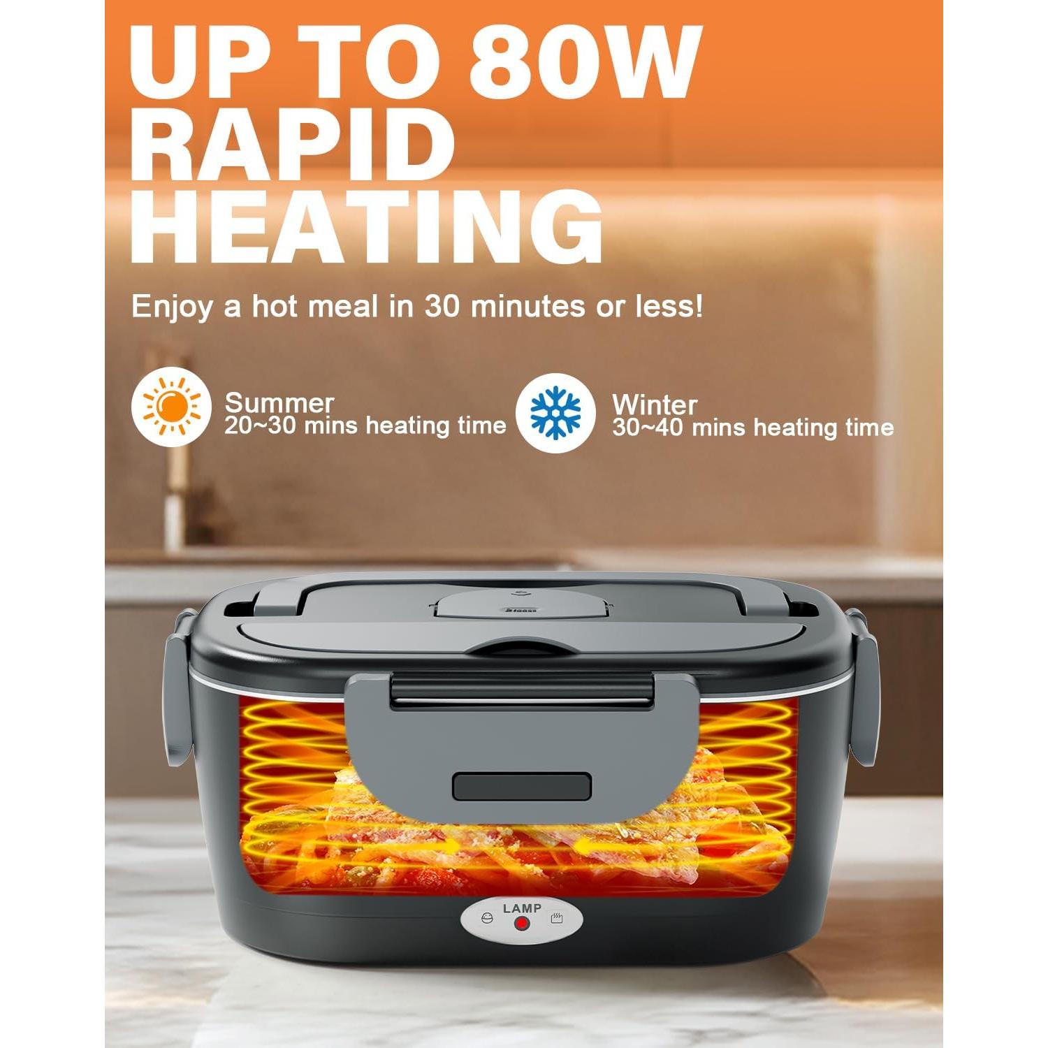 Caja de Almuerzo Eléctrica Geveniss 1.5L 80W Calentamiento Rápido