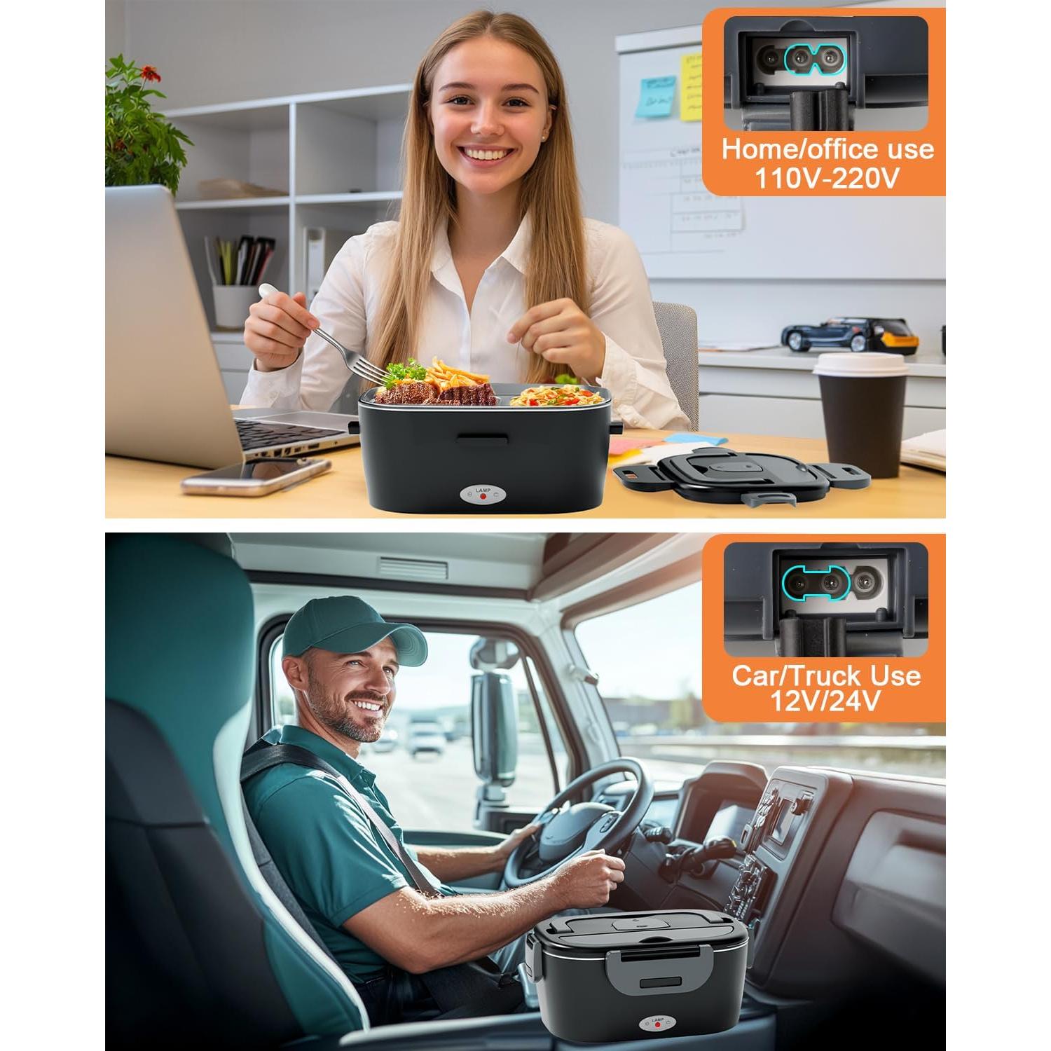 Caja de Almuerzo Eléctrica Geveniss 1.5L 80W Calentamiento Rápido