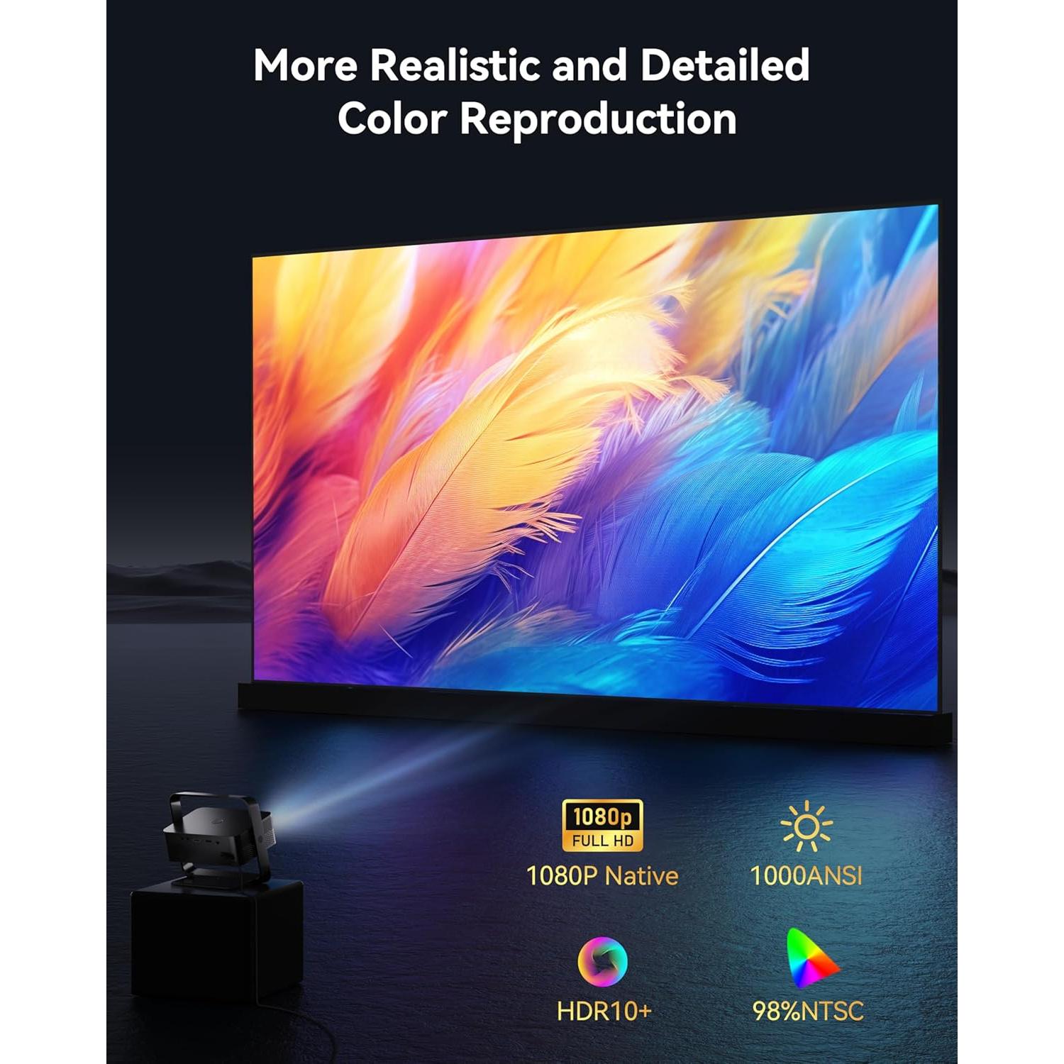 [Netflix Licensed & Native 1080P] Polocsh 4K Projector with WIFI 6 and Bluetooth, 1000ANSI Smart Projector with Auto Keystone Protable Projectors Home Theater Movie Outdoor Mini Proyector