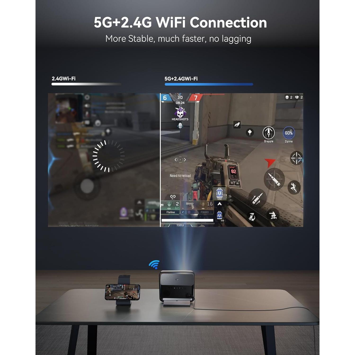 [Netflix Licensed & Native 1080P] Polocsh 4K Projector with WIFI 6 and Bluetooth, 1000ANSI Smart Projector with Auto Keystone Protable Projectors Home Theater Movie Outdoor Mini Proyector