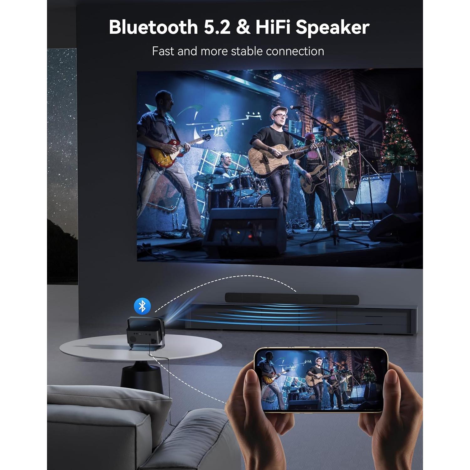 [Netflix Licensed & Native 1080P] Polocsh 4K Projector with WIFI 6 and Bluetooth, 1000ANSI Smart Projector with Auto Keystone Protable Projectors Home Theater Movie Outdoor Mini Proyector