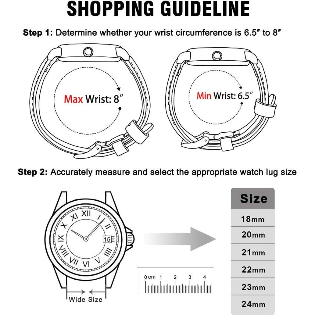 Correa de Reloj de Cuero Ritche 18mm Negra para Hombres y Mujeres