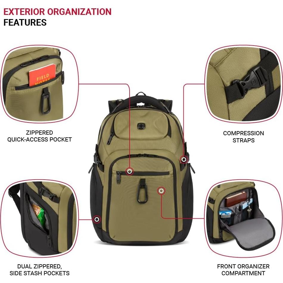Mochila para Laptop SwissGear 6752 ScanSmart 17.75" Oliva