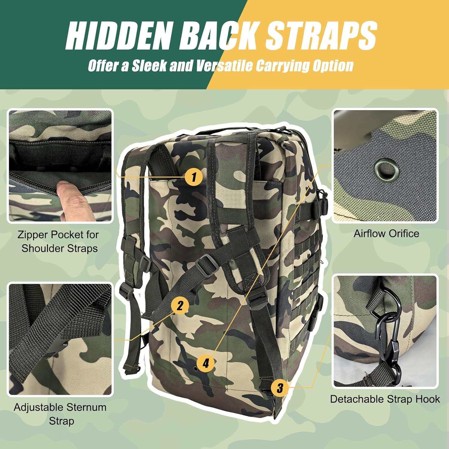 Bolsa de viaje duffle 55L TP55L táctica militar Woodland