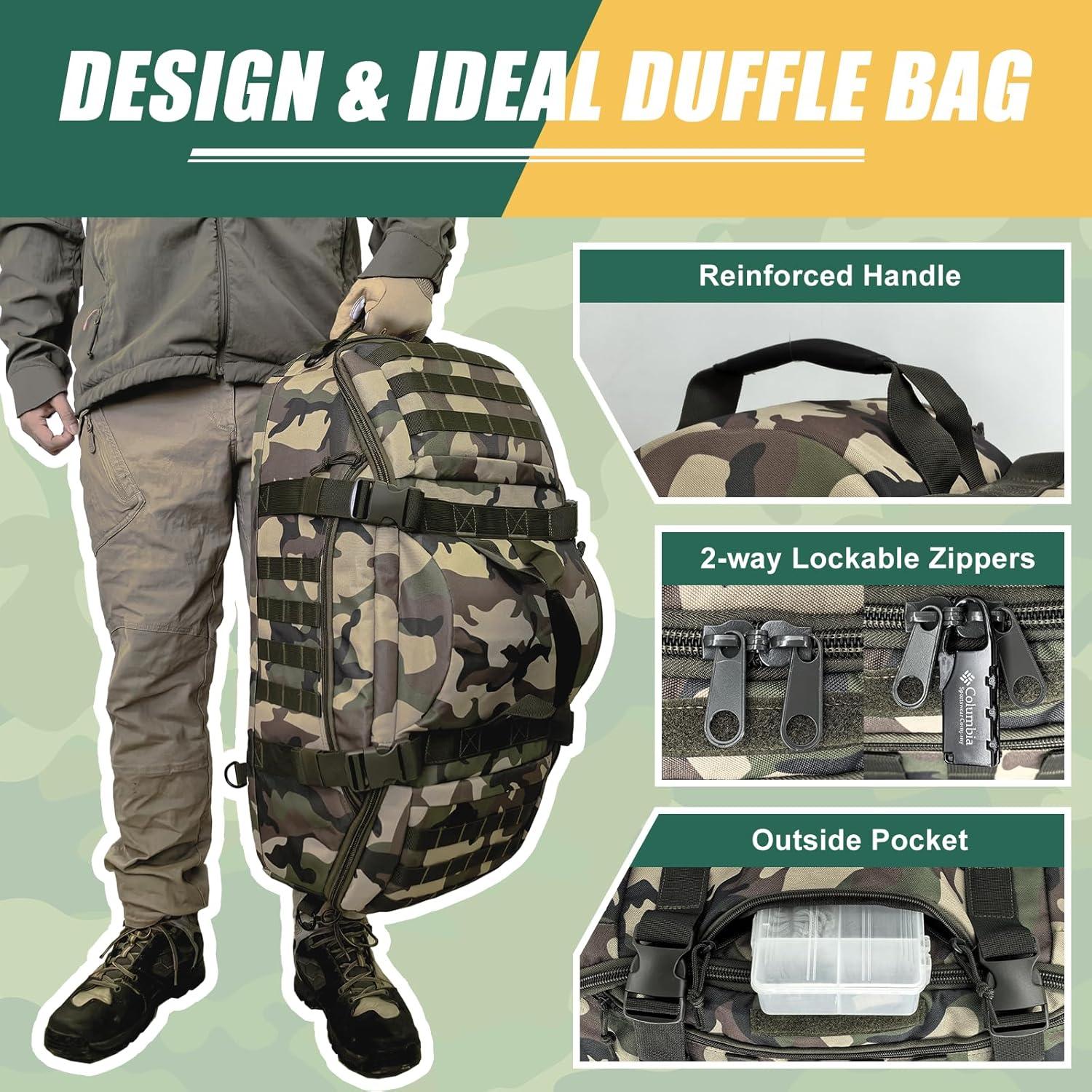 Bolsa de viaje duffle 55L TP55L táctica militar Woodland