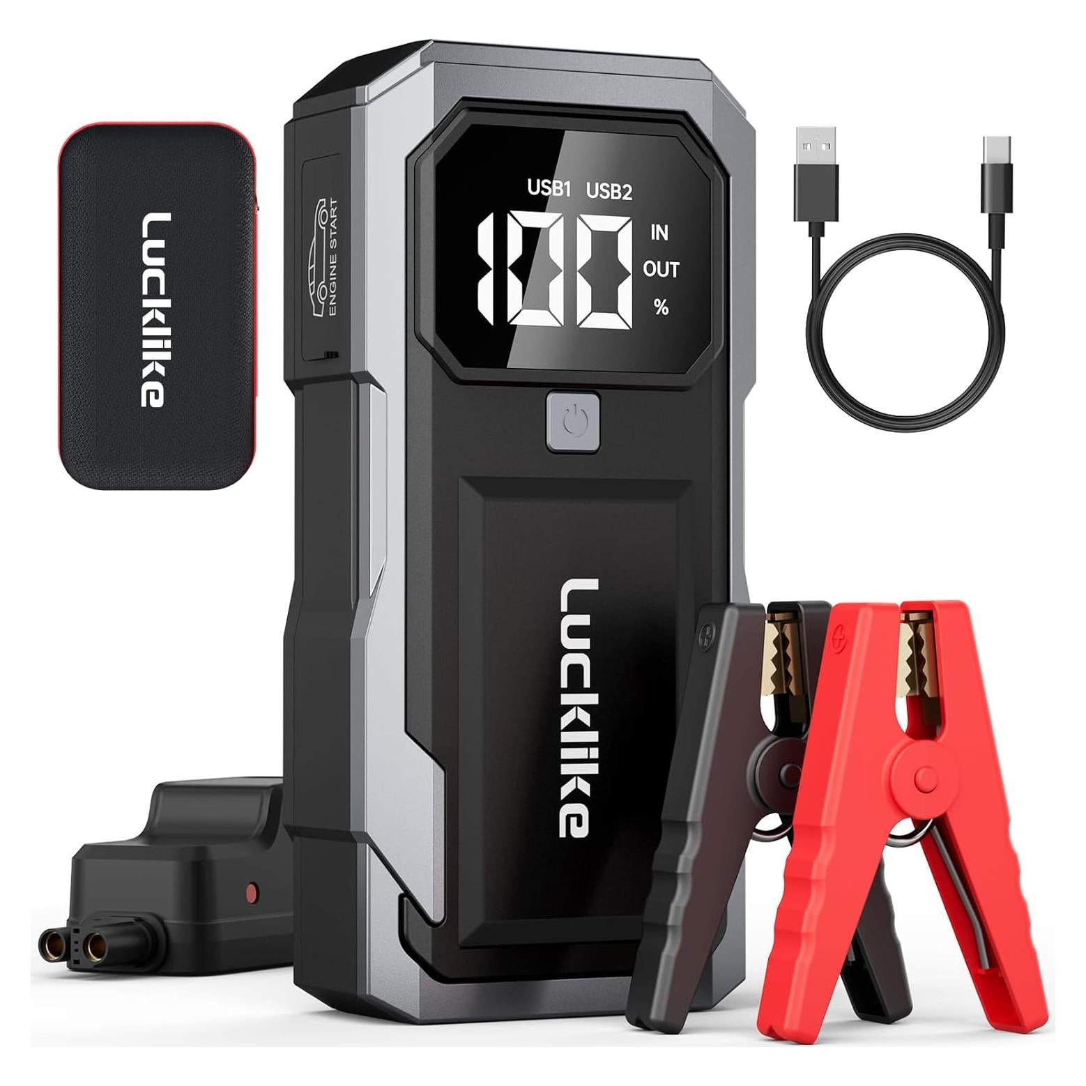 Lucklike Arrancador de Batería 3000A 12V con Luz LED