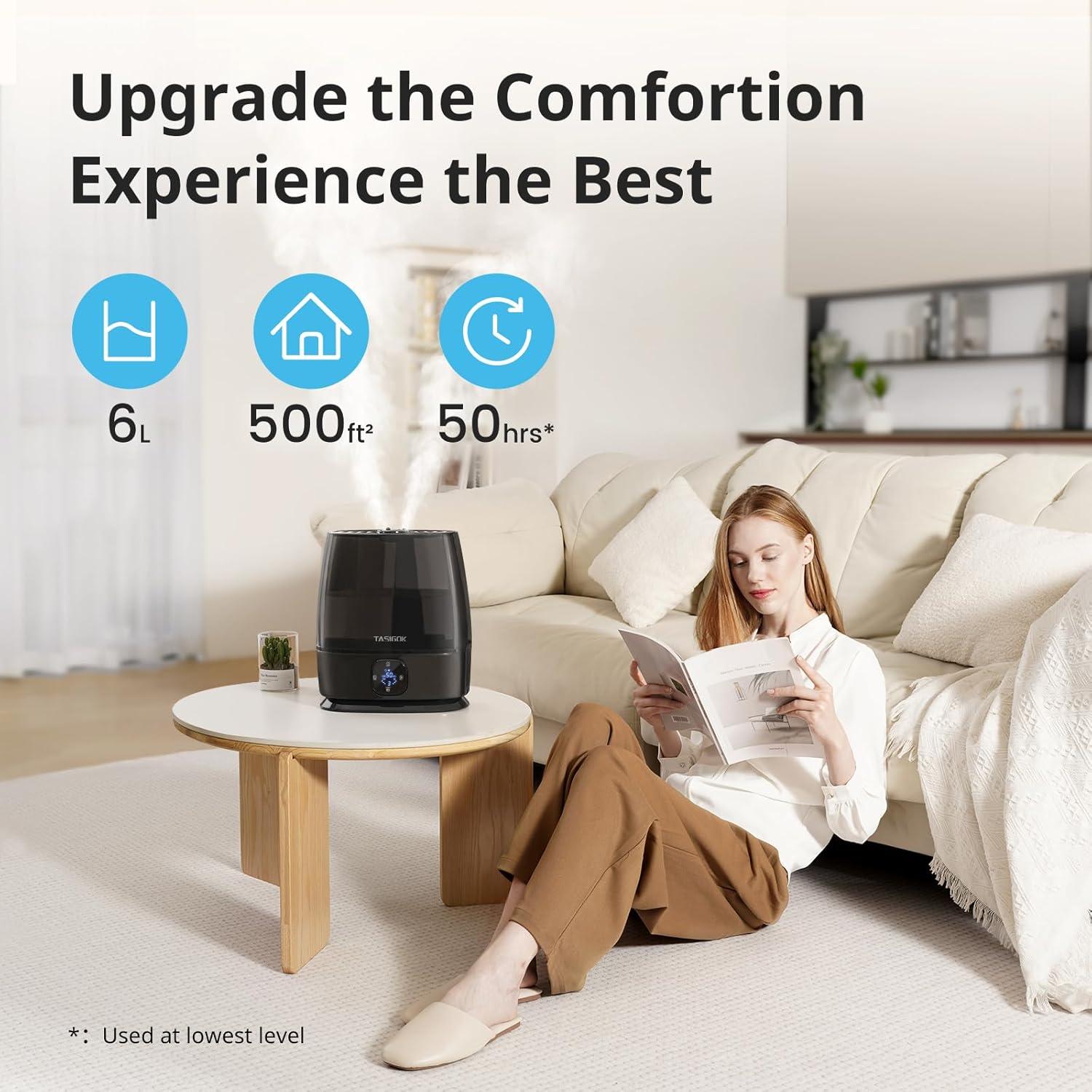 Humidificador Ultrasónico Tasigok 6L Niebla Fría y Caliente