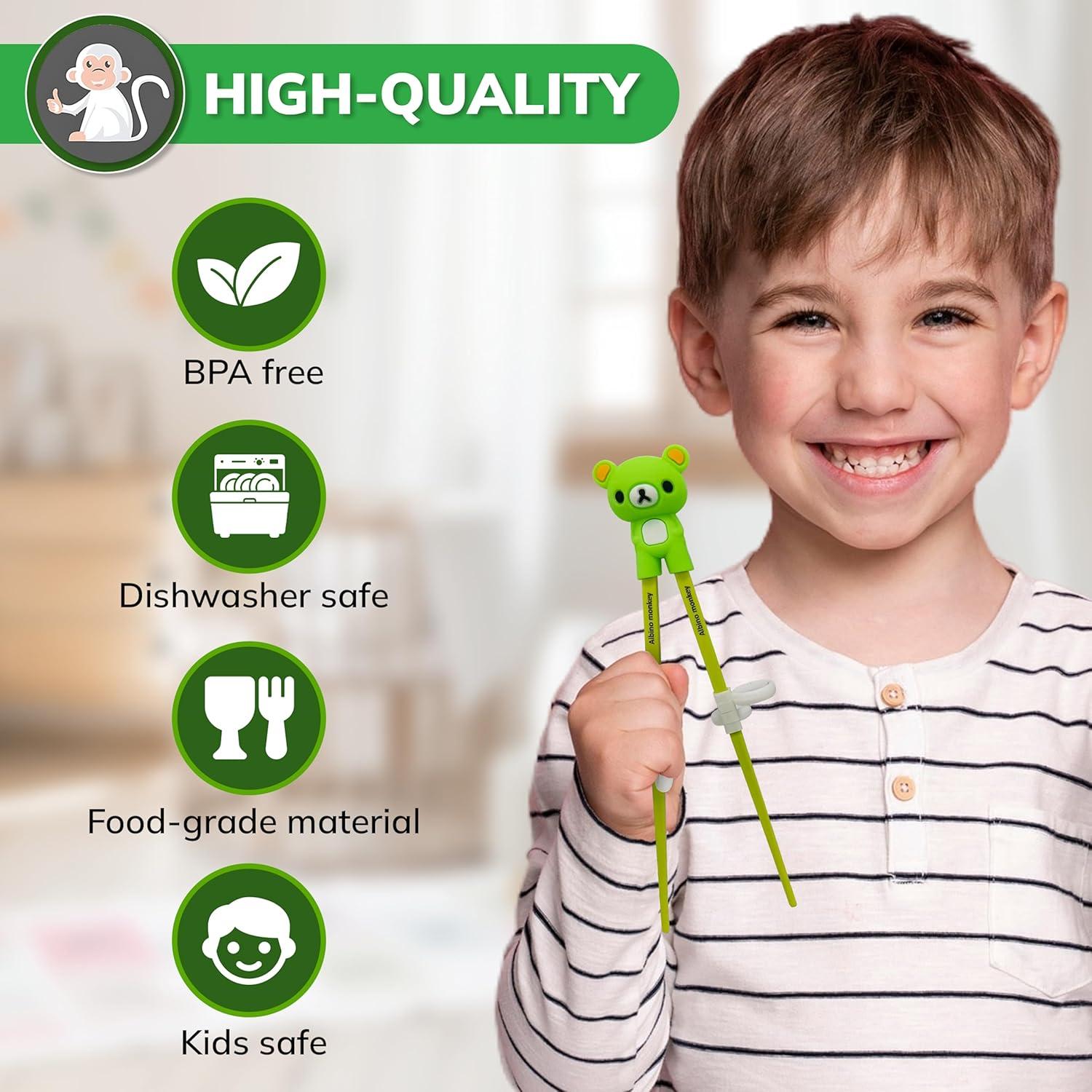 Palillos de Entrenamiento para Niños Mono Albino - 6 Pares + Ayudantes