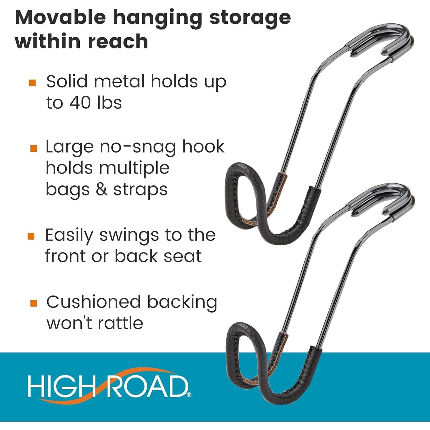 Ganchos de Reposacabezas para Auto High Road - Soporte para Bolsos hasta 18 kg - Paquete de 2