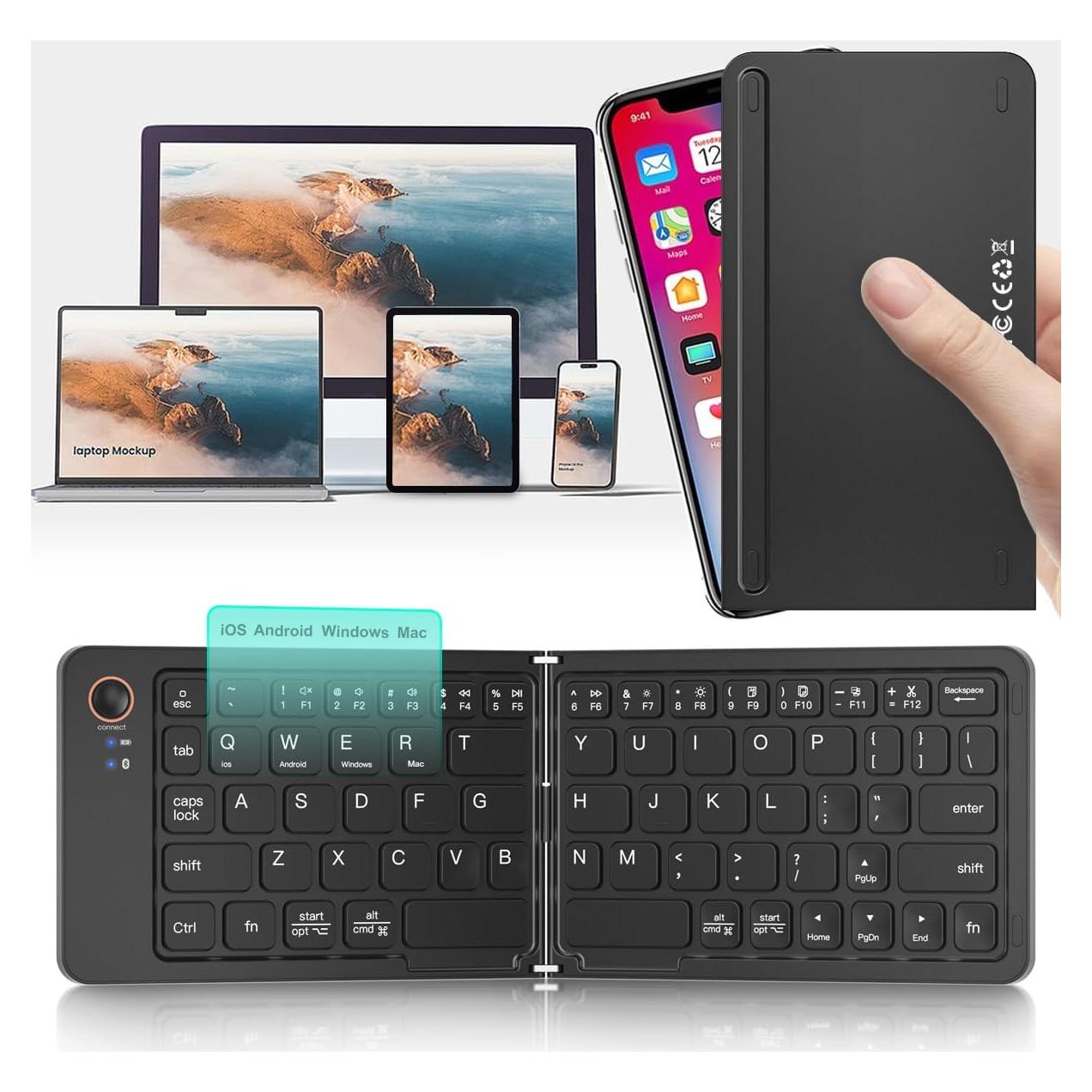 Teclado Plegable Mini Inalámbrico CBT B023 - Ultra Delgado Negro