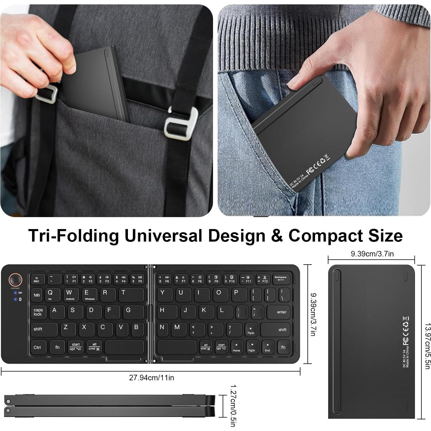 Teclado Plegable Mini Inalámbrico CBT B023 - Ultra Delgado Negro