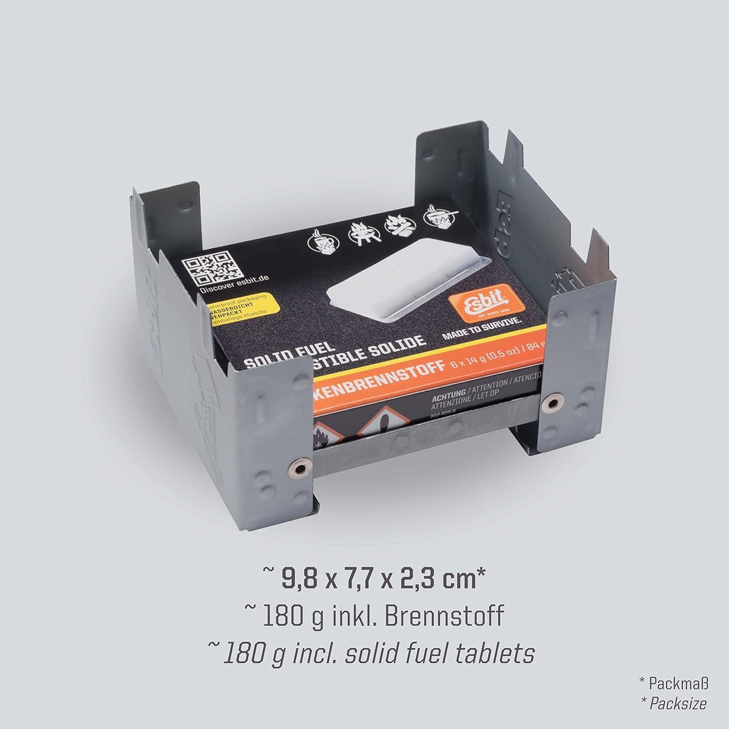 Estufa Plegable Esbit de Acero con 6 Tabletas de Combustible