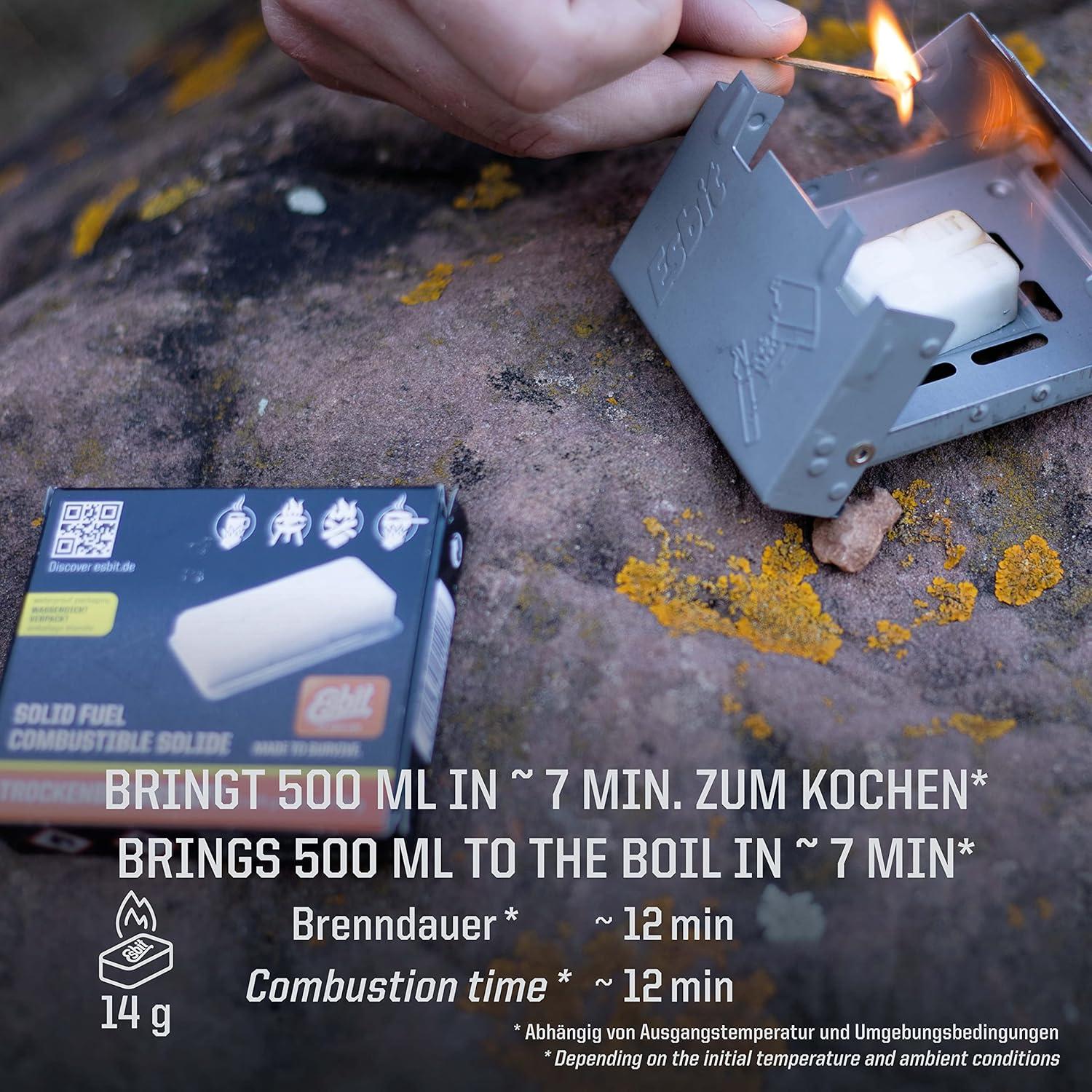 Estufa Plegable Esbit de Acero con 6 Tabletas de Combustible