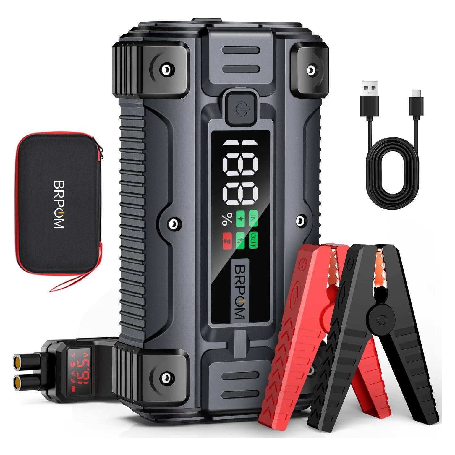 Arrancador de Coche BRPOM 7000A 26800mAh 12V Cargador Rápido