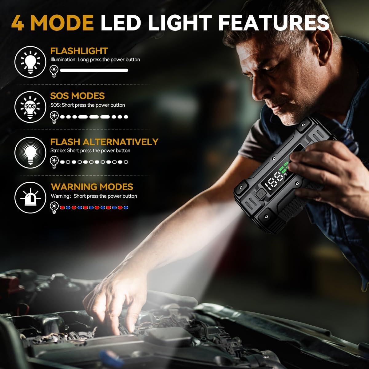 Arrancador de Coche BRPOM 7000A 26800mAh 12V Cargador Rápido