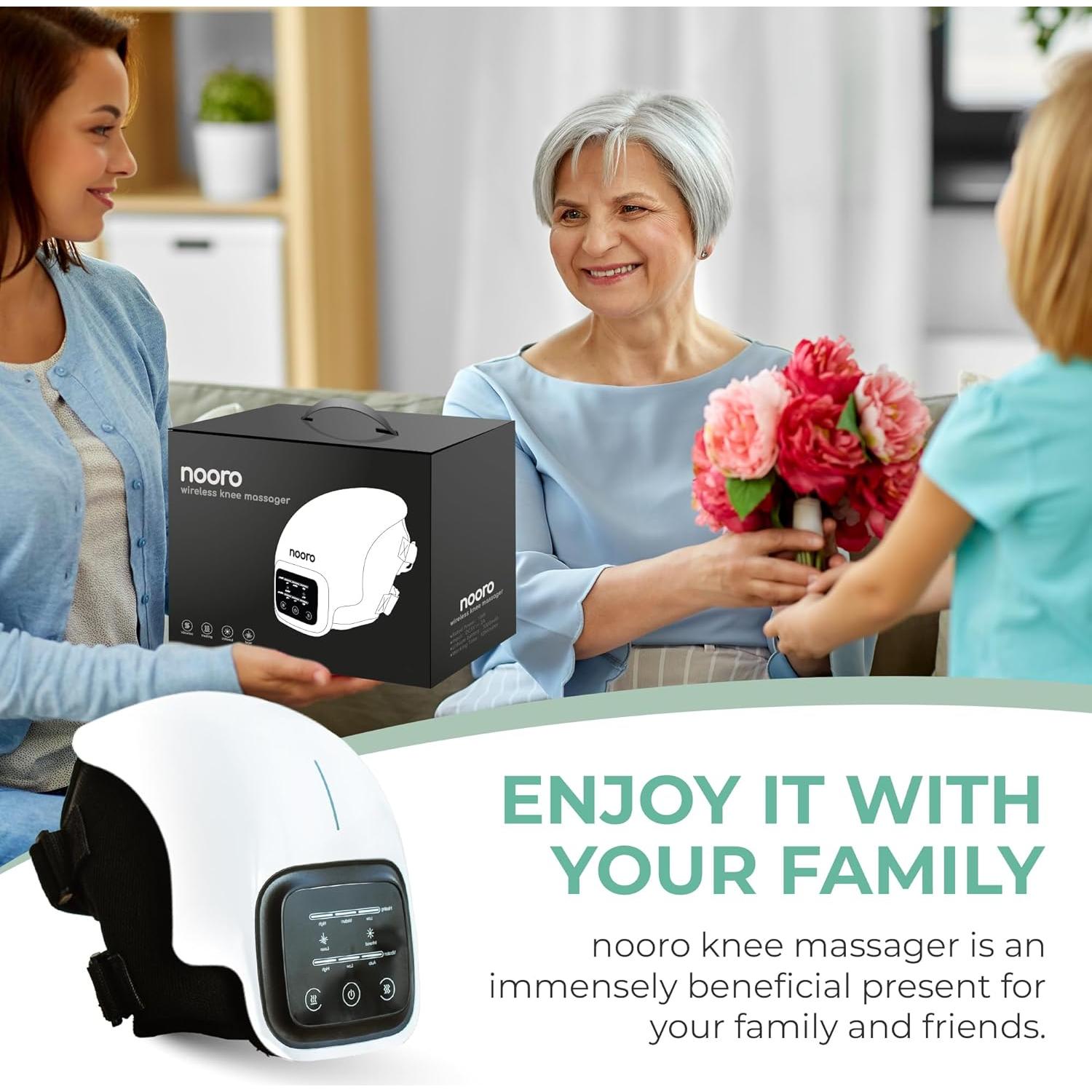 Masajeador de Rodilla Portátil Nooro 3 en 1 con Calor y Luz Roja