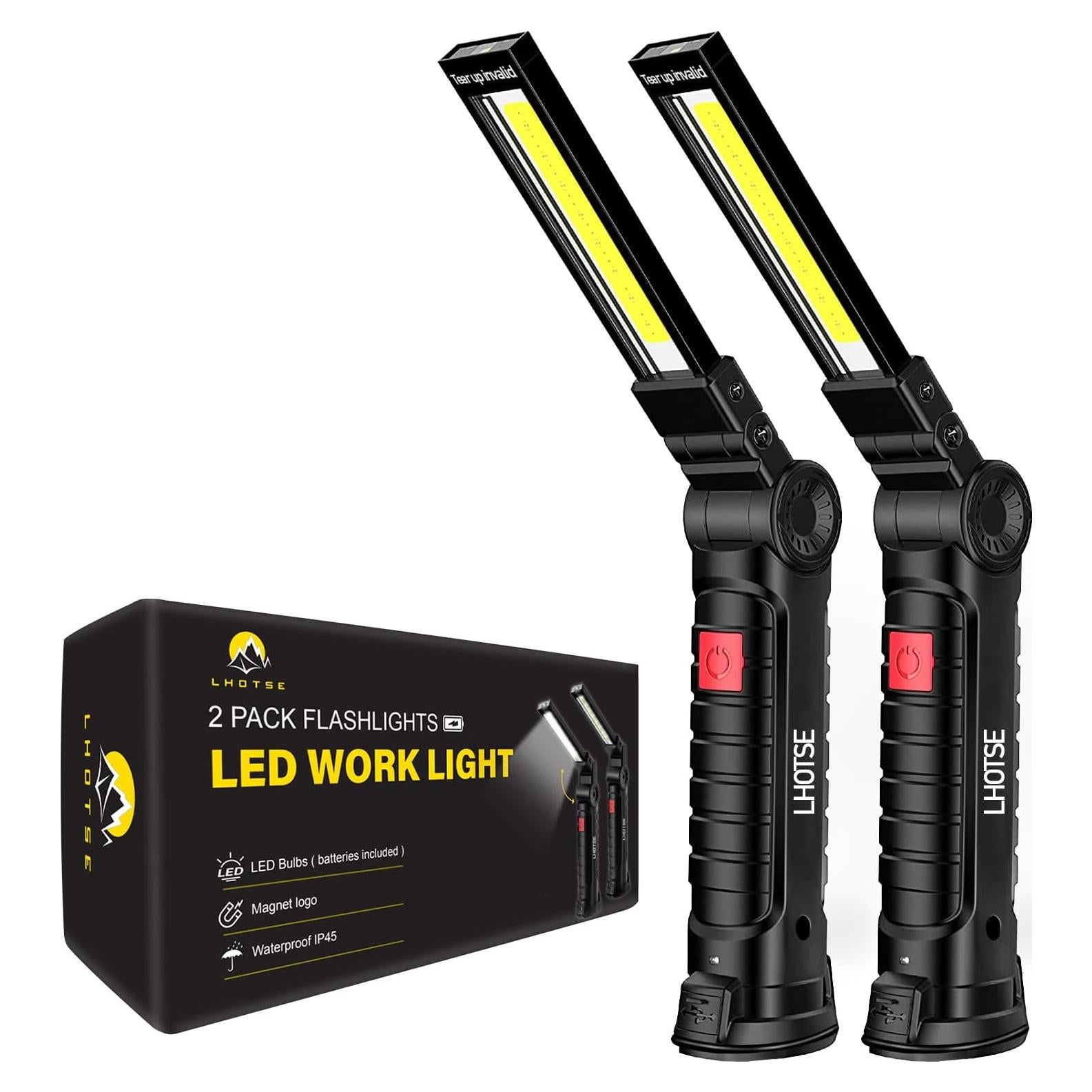 Luz de Trabajo LED LHOTSE Recargable 360° con Gancho y Base Magnética - 2 Paquetes