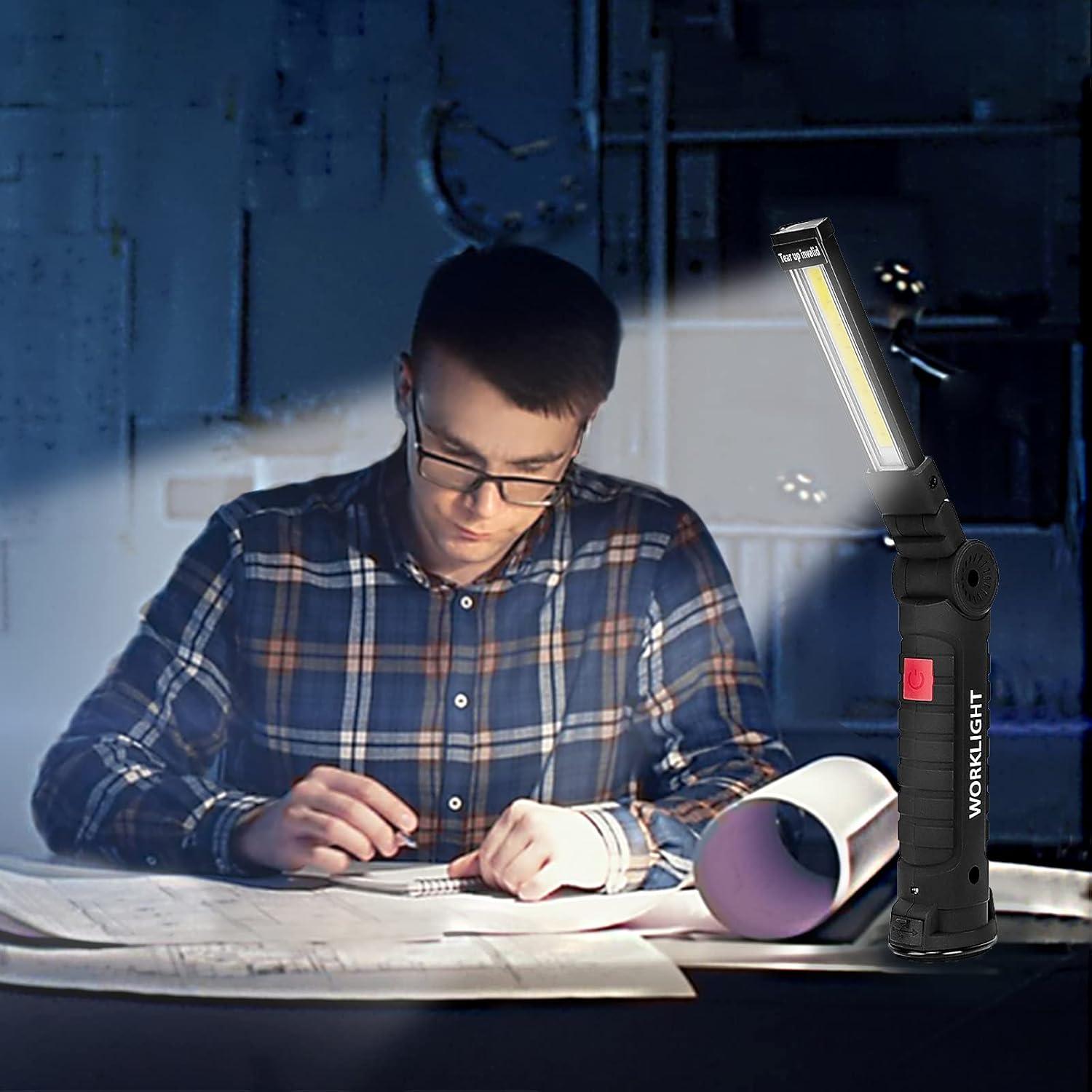 Luz de Trabajo LED LHOTSE Recargable 360° con Gancho y Base Magnética - 2 Paquetes