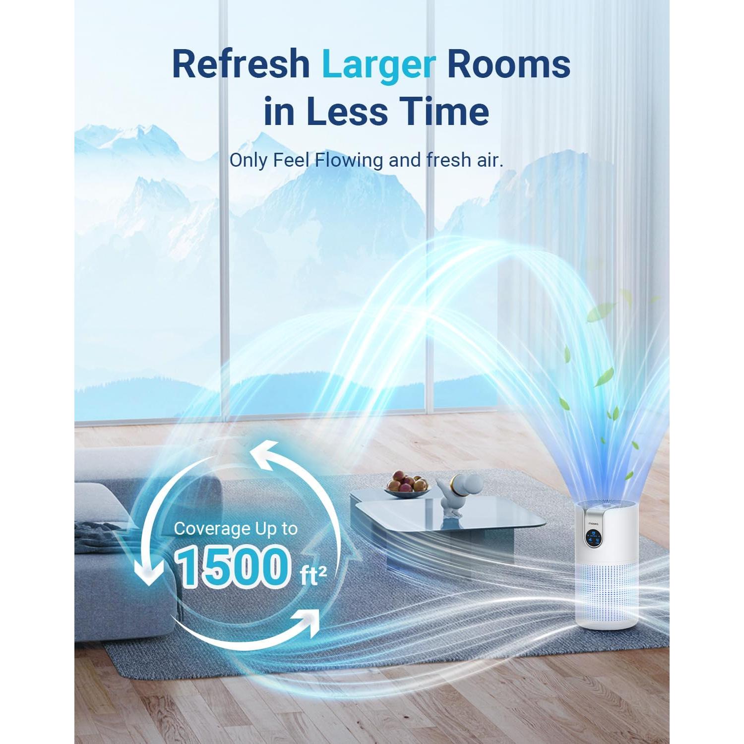 Purificador de Aire MOOKA M03 HEPA Aromaterapia 139m²