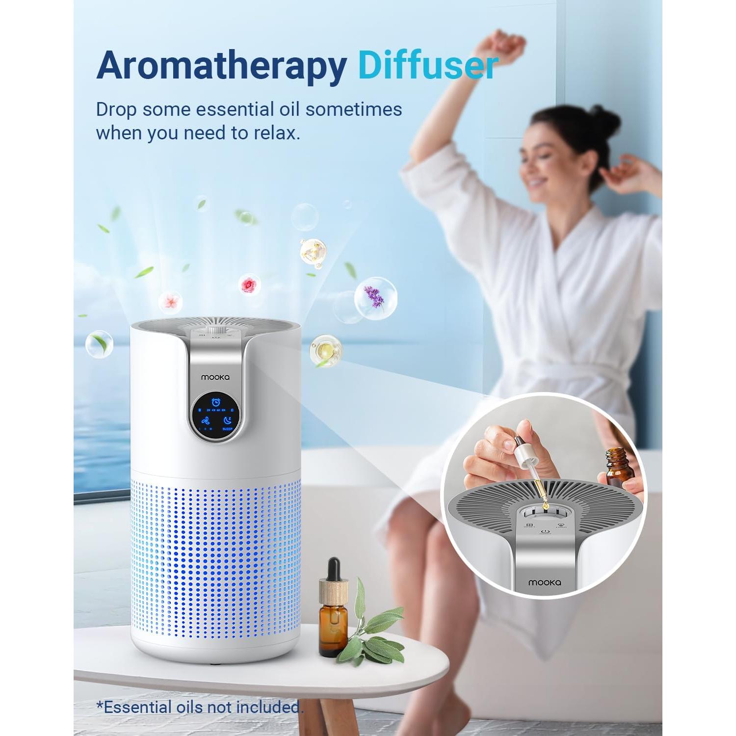 Purificador de Aire MOOKA M03 HEPA Aromaterapia 139m²