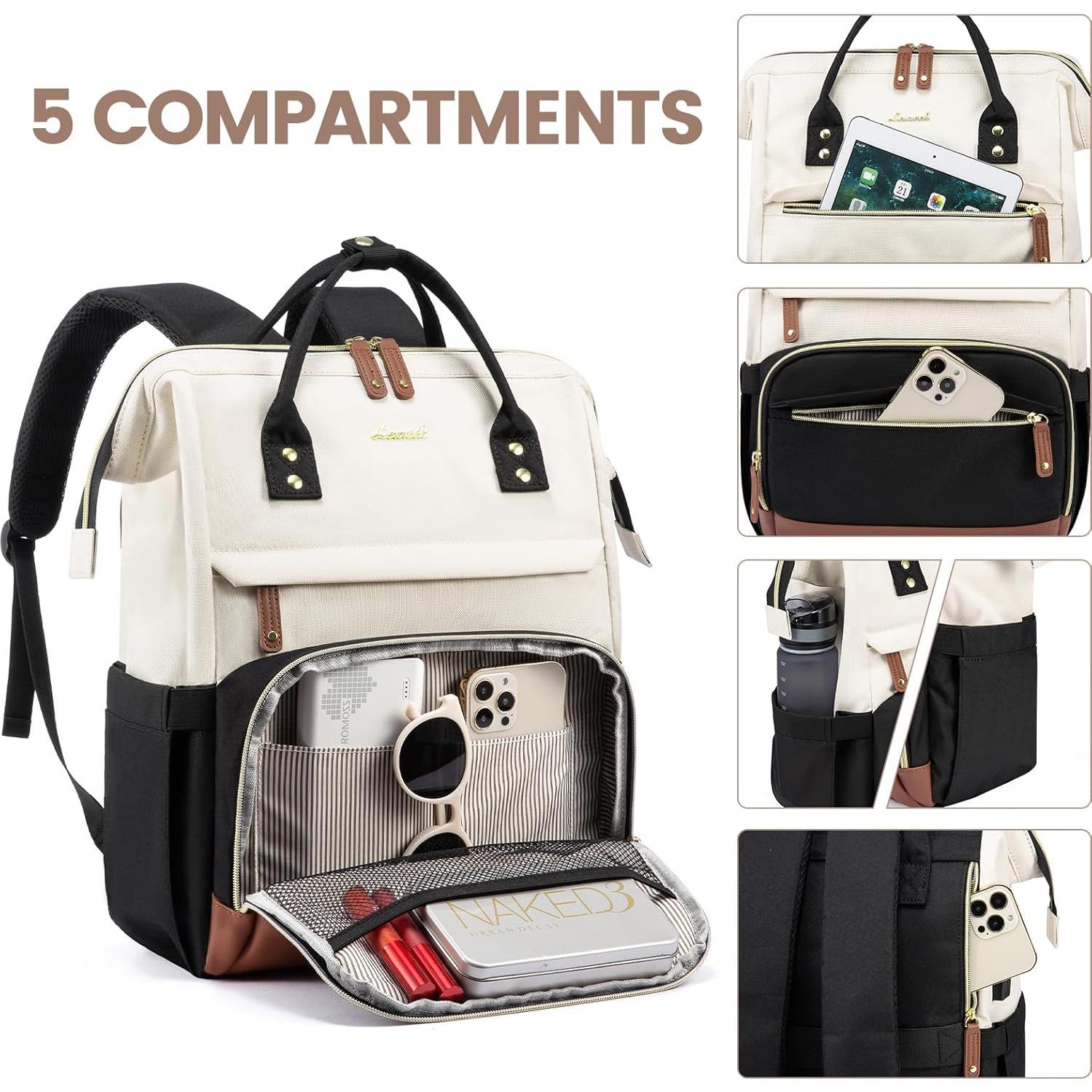 Mochila LOVEVOOK para Laptop 15.6" Beige-Negro USB