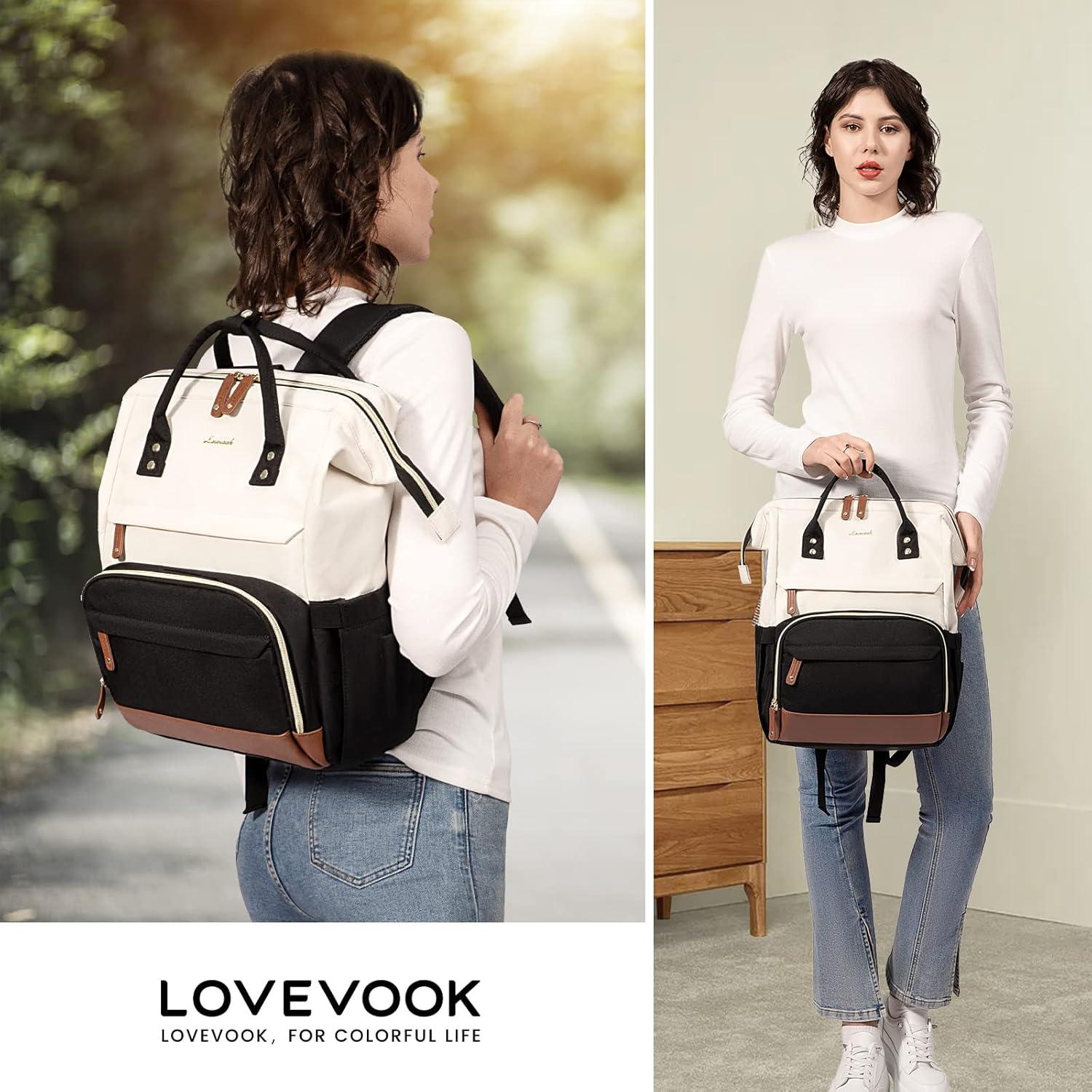 Mochila LOVEVOOK para Laptop 15.6" Beige-Negro USB