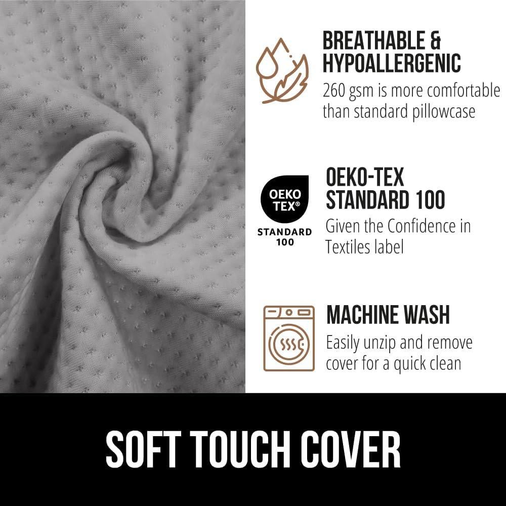 GORILLA GRIP Bed Wedge Pillow for Sleeping, Soft Dual Layer Memory Foam, Stay in Place Dots, Breathable, Ergonomic Headboard Triangle Sleep Support, Reading Elevation Anti Snoring, 7.5in Soft Gray