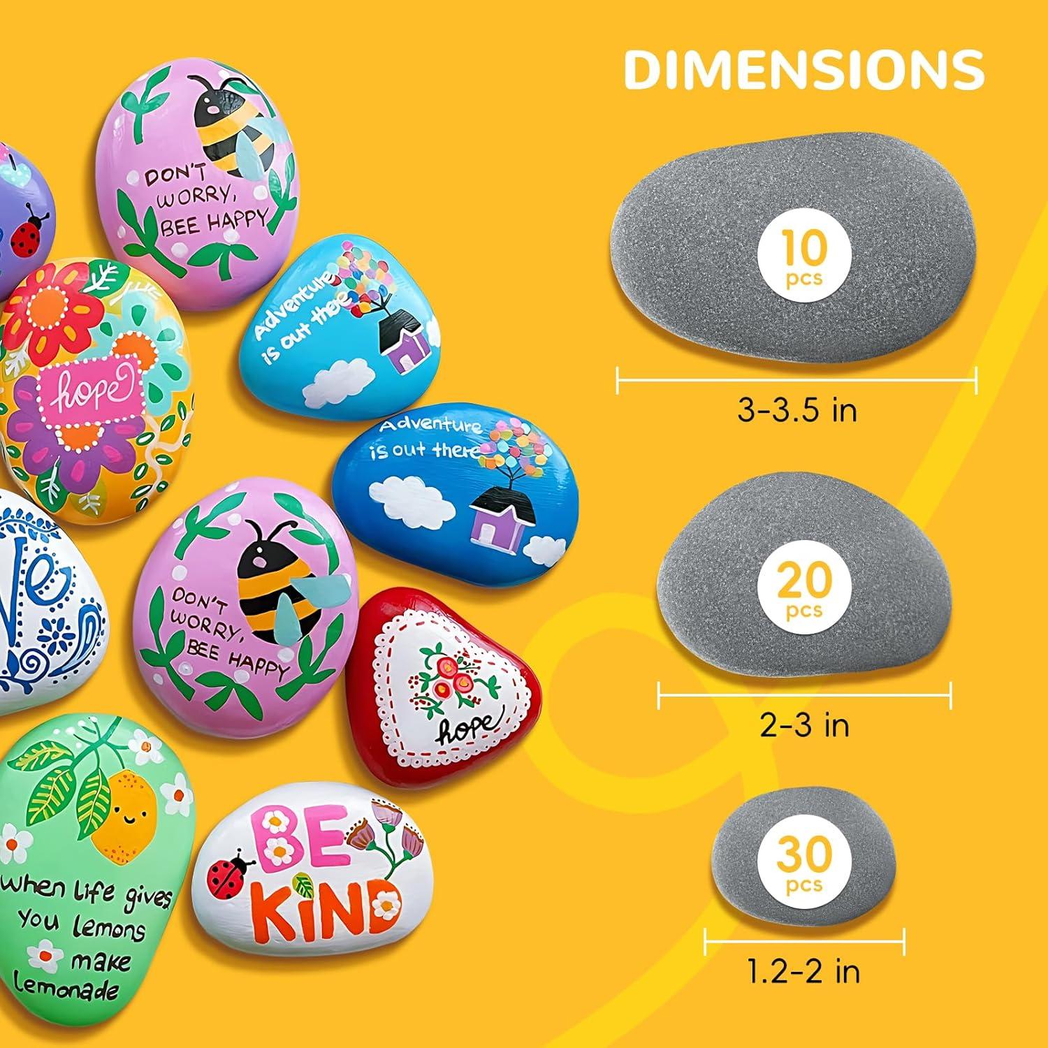 Simetufy 60 Rocas de Río para Pintar - Tamaños 3-8.9cm