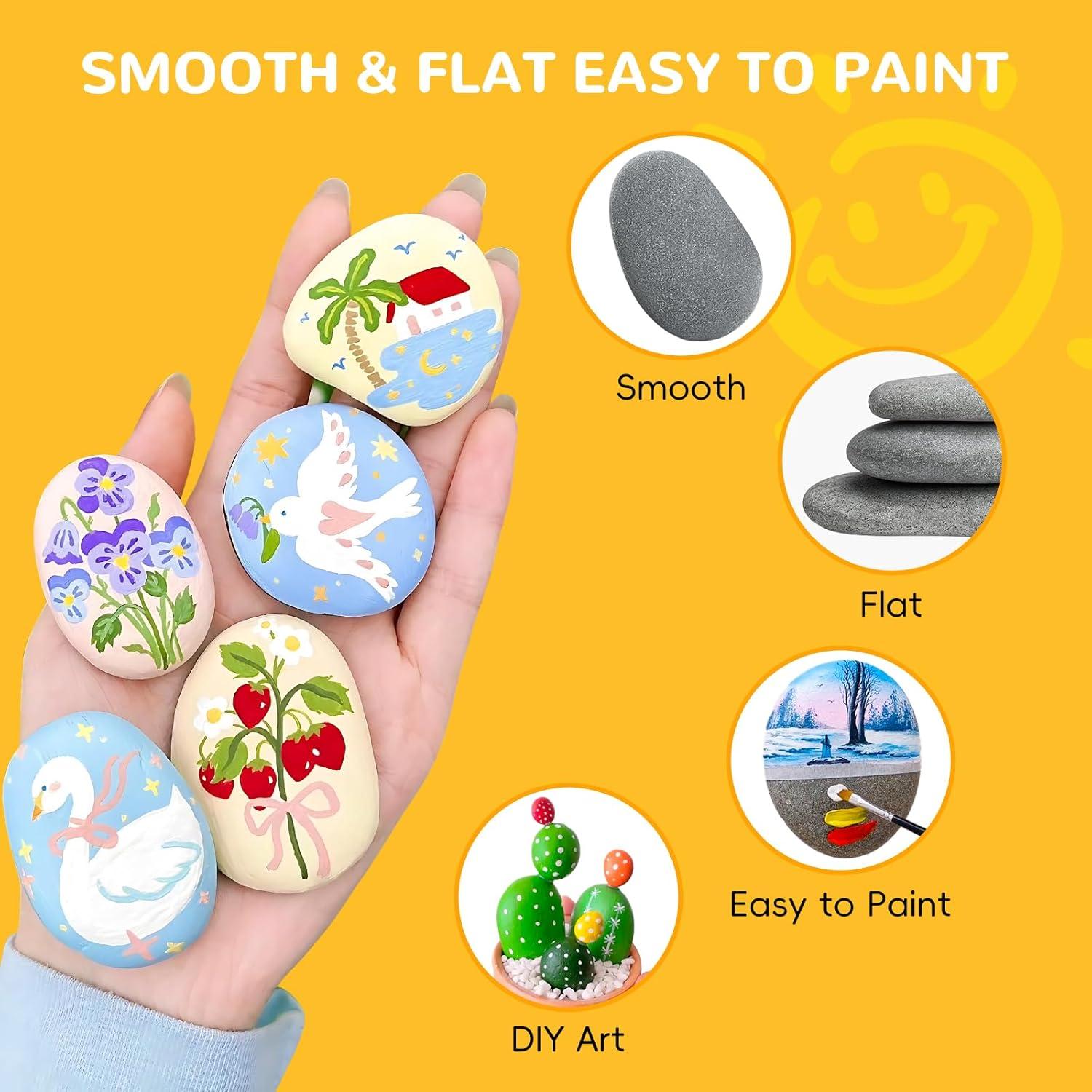 Simetufy 60 Rocas de Río para Pintar - Tamaños 3-8.9cm