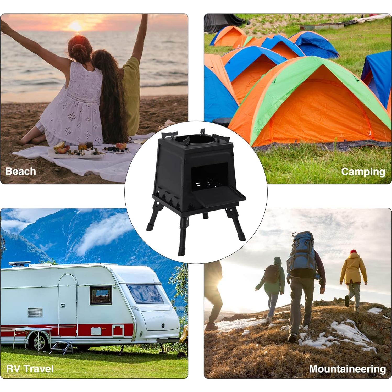 Lineslife Estufa Cohete de Leña Portátil 25-36 cm Acero Inox