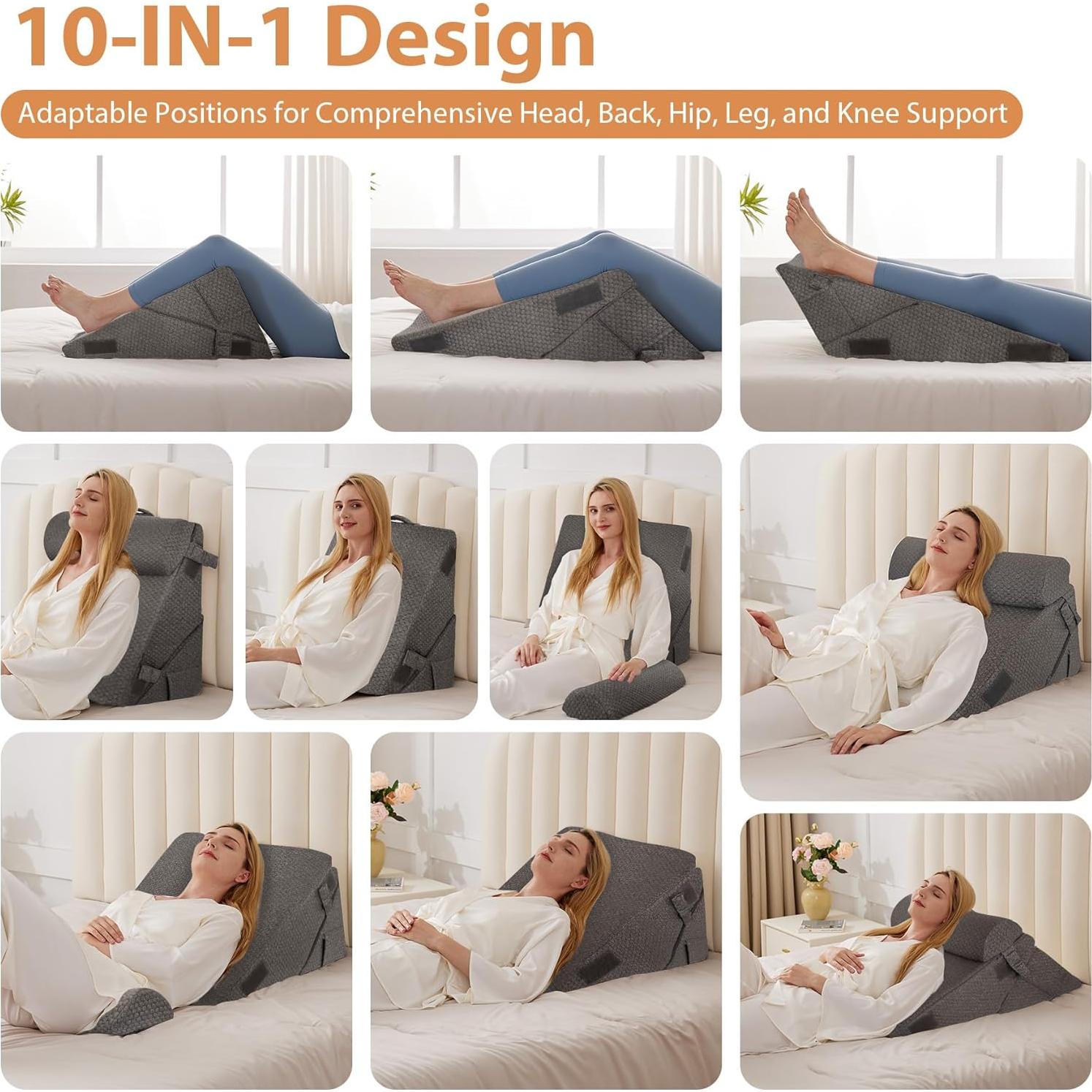 Juego de Almohadas en Cuña Ortopédica BIEEZZK 3 Piezas Ajustables