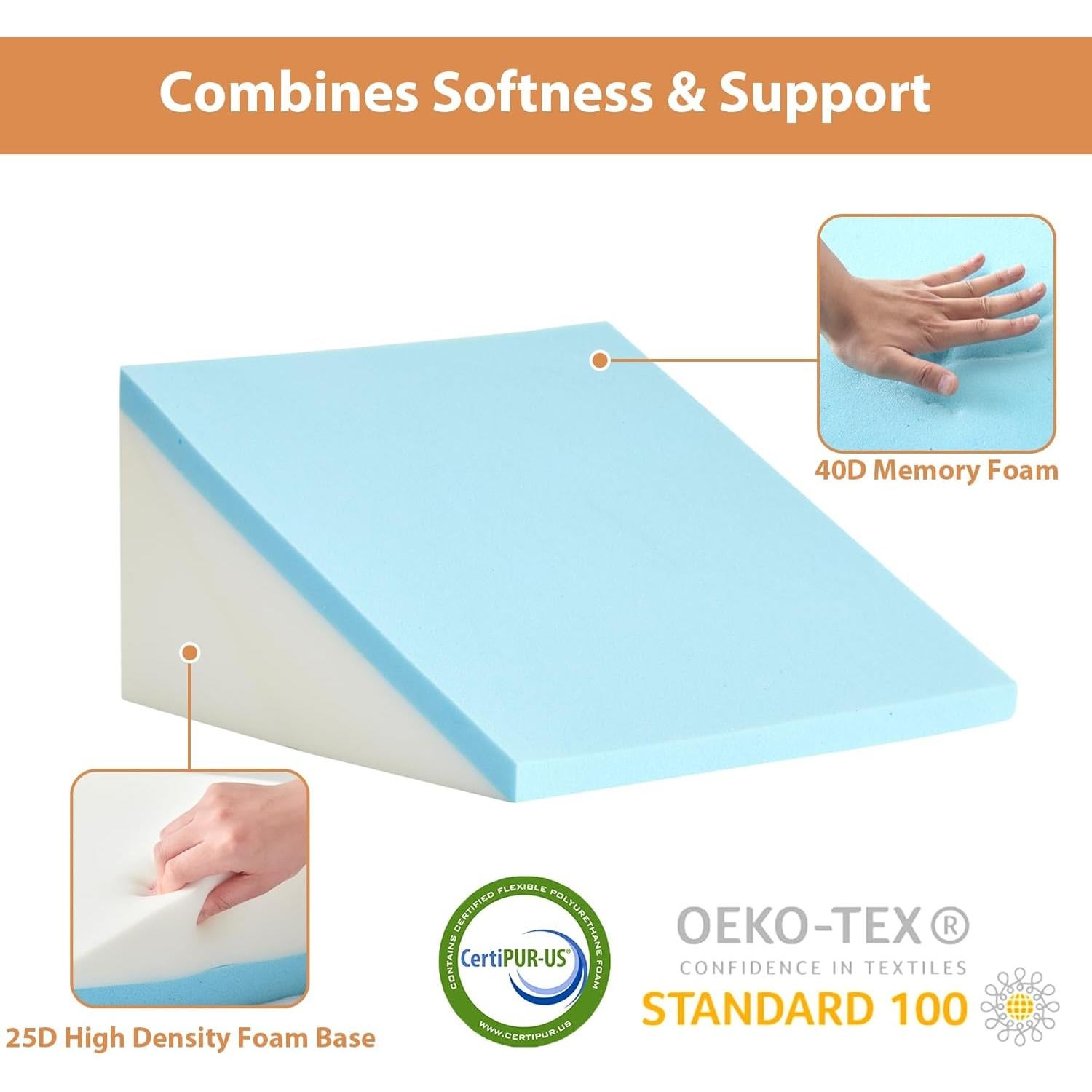 Juego de Almohadas en Cuña Ortopédica BIEEZZK 3 Piezas Ajustables