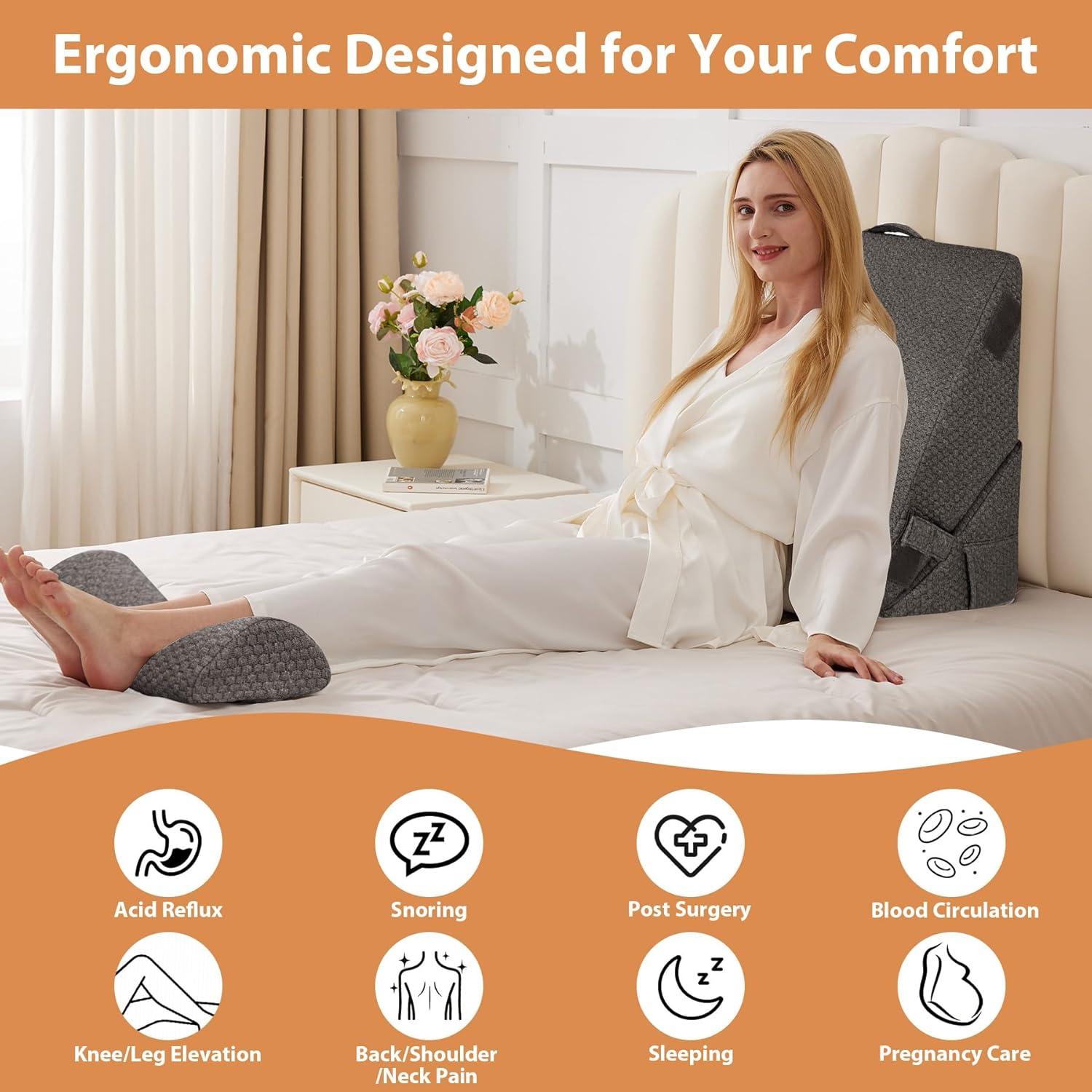 Juego de Almohadas en Cuña Ortopédica BIEEZZK 3 Piezas Ajustables