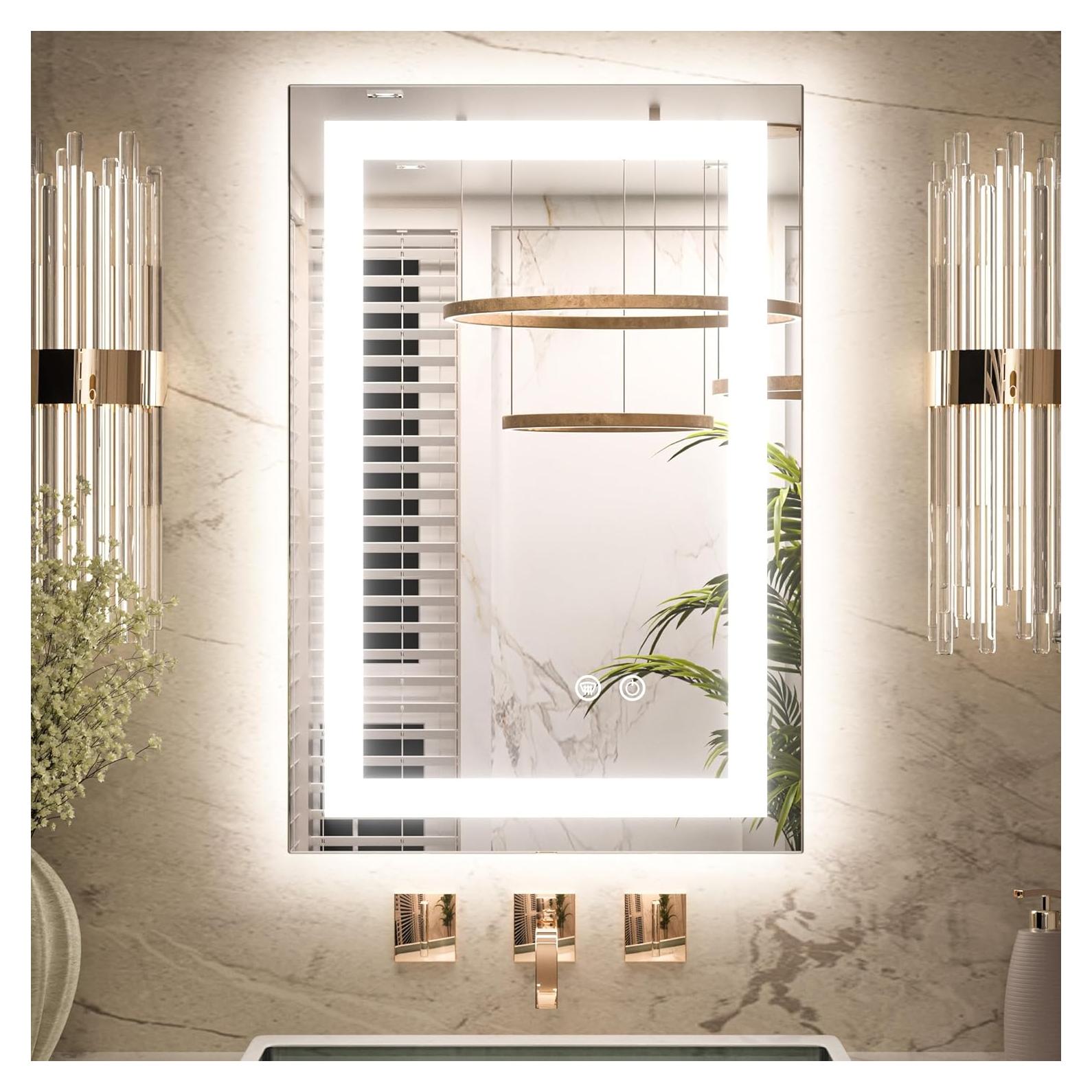 Espejo LED Keonjinn 61x91 cm para baño con control de luz