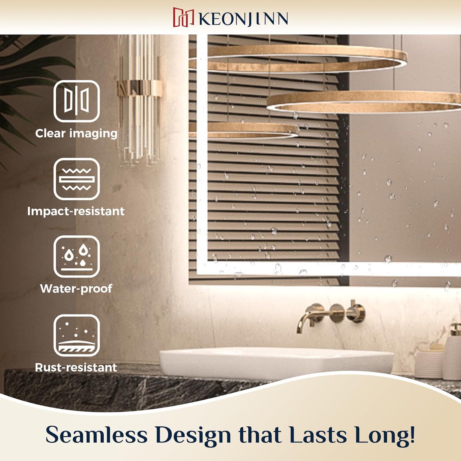 Espejo LED Keonjinn 61x91 cm para baño con control de luz