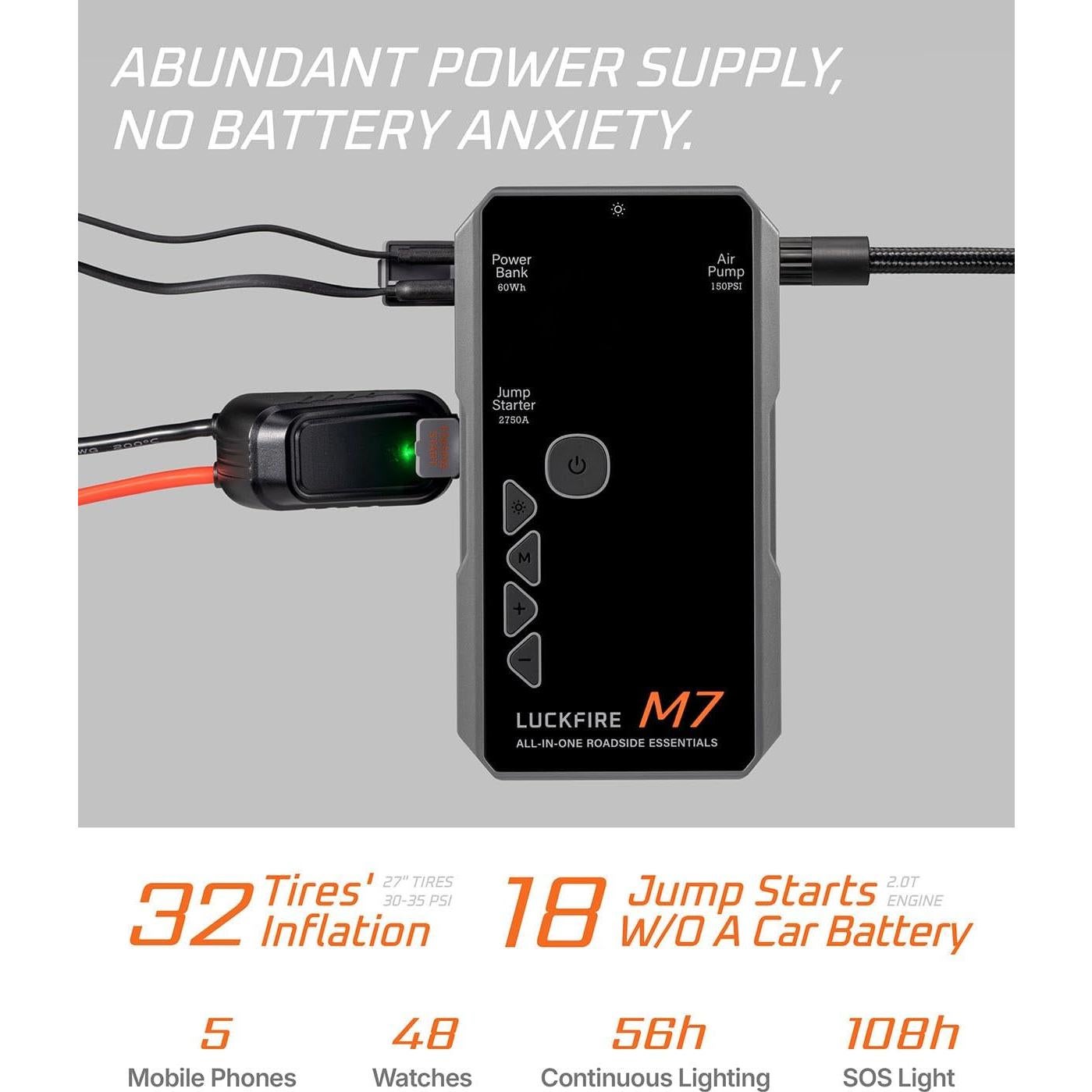 Arrancador de Batería Luckfire M7 2750A con Compresor