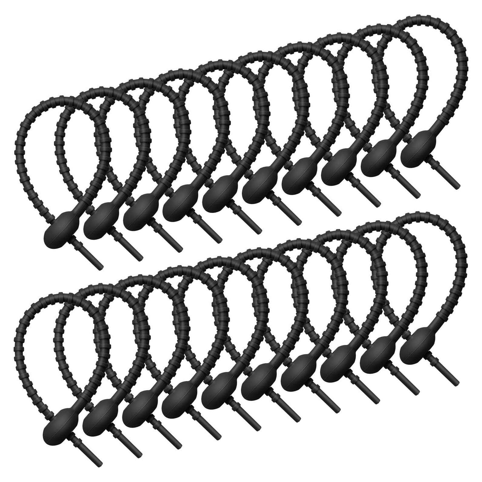 20 Piezas Clips de Silicona Reutilizables Boao 21 cm Negro