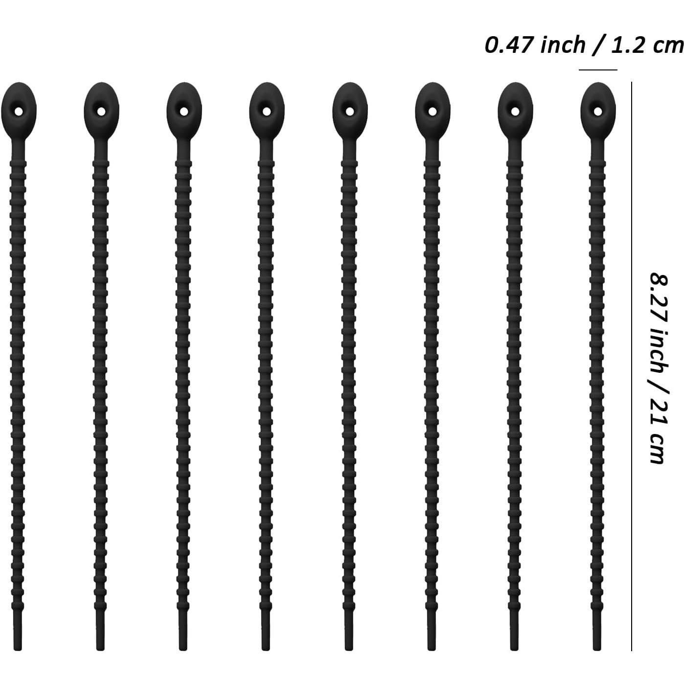 20 Piezas Clips de Silicona Reutilizables Boao 21 cm Negro