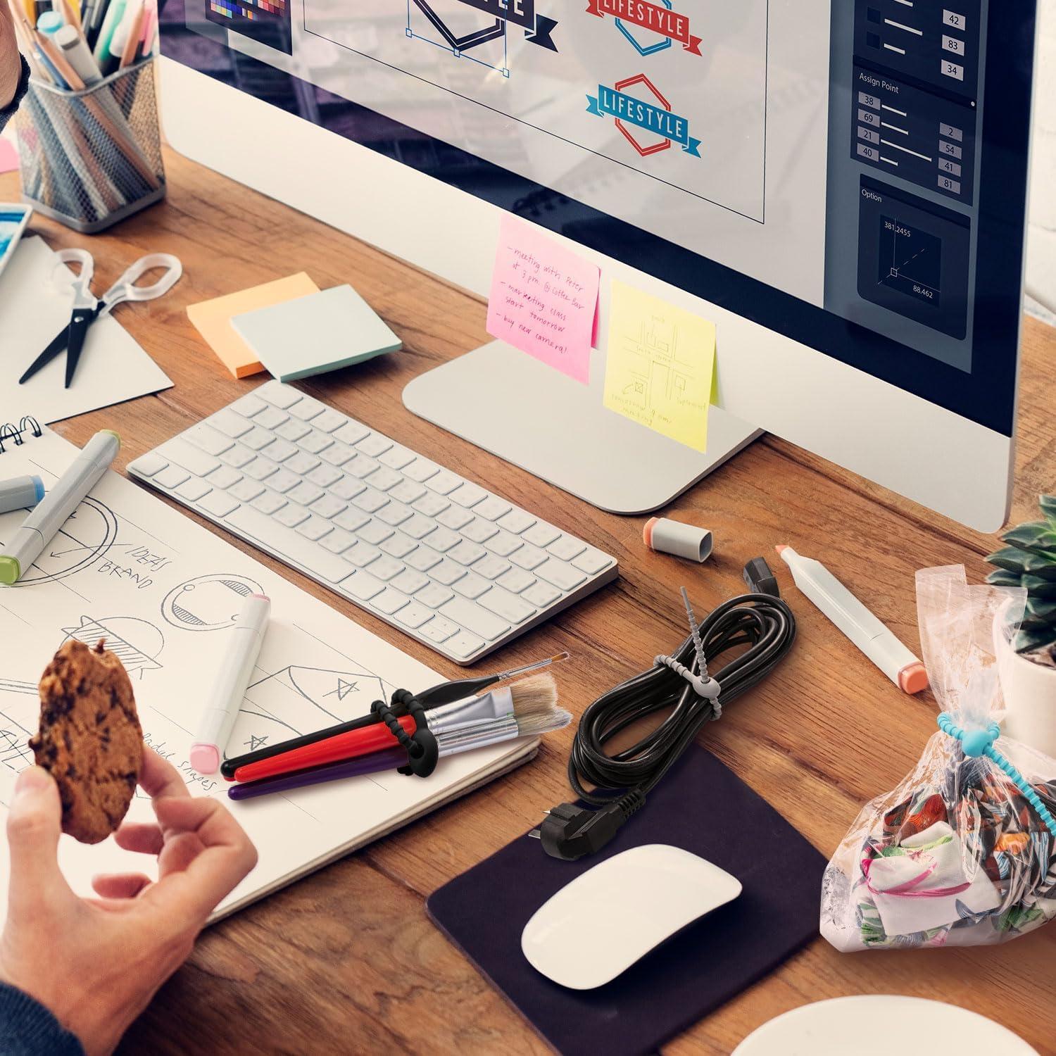 20 Piezas Clips de Silicona Reutilizables Boao 21 cm Negro