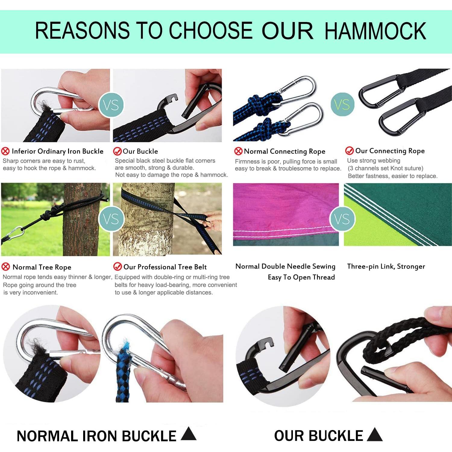 Hamaca Camping ERUW Nylon 210D Individual/Doble Azul