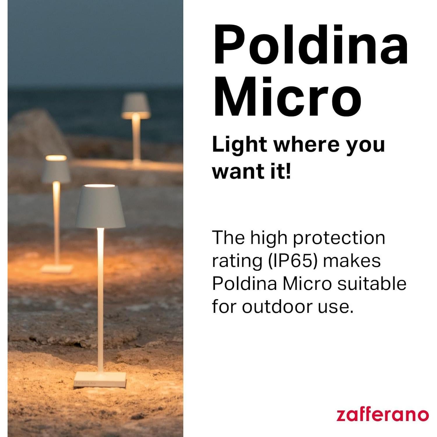 Lámpara de Mesa Recargable Zafferano Poldina Micro Arena 27.5 cm