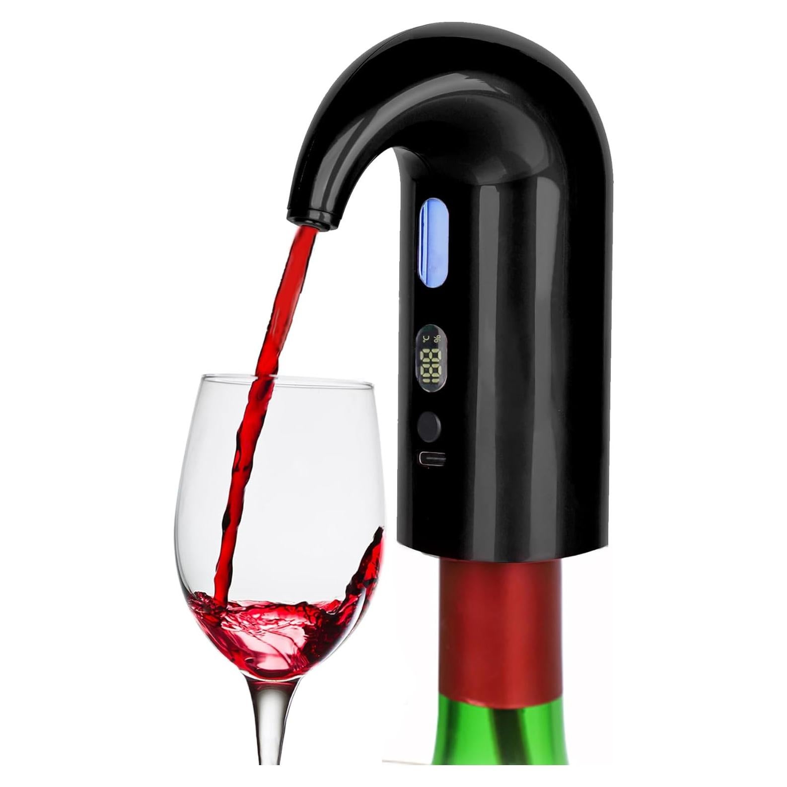 Electric Wine Aerator Pourer, Portable Automatic One-Touch Decanter Dispenser Pump for Red and White Wine with Type C Rechargeable Battery