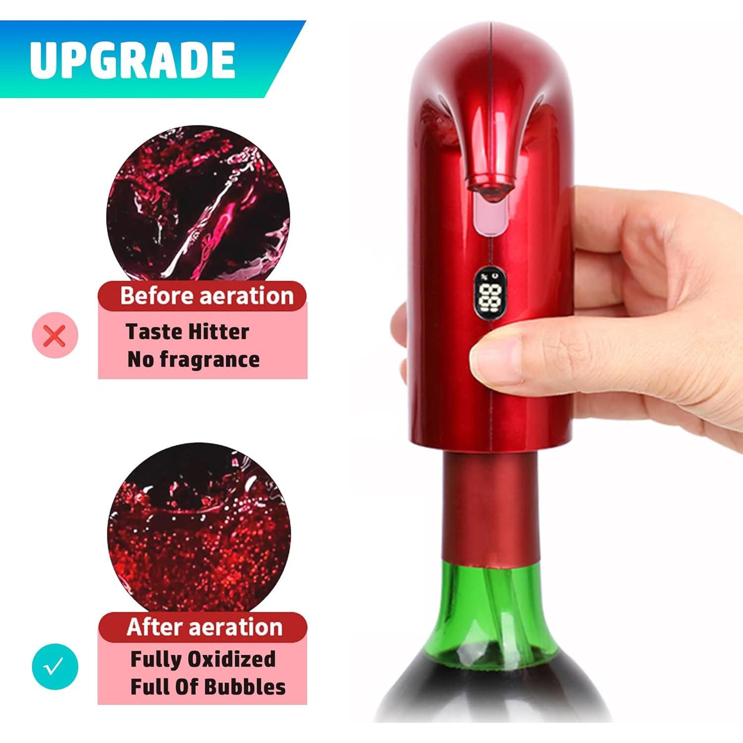 Electric Wine Aerator Pourer, Portable Automatic One-Touch Decanter Dispenser Pump for Red and White Wine with Type C Rechargeable Battery