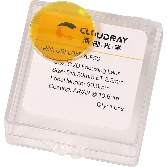 Lente láser CO2 Cloudray 20mm FL50.8mm CVD ZnSe