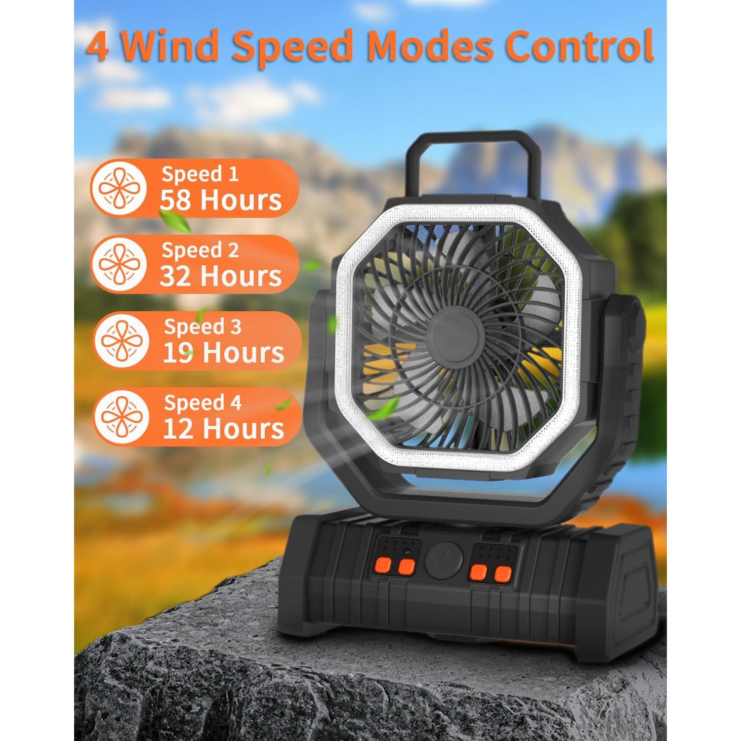 Ventilador Portátil Recargable ADUST F6 con Luz LED 20000mAh